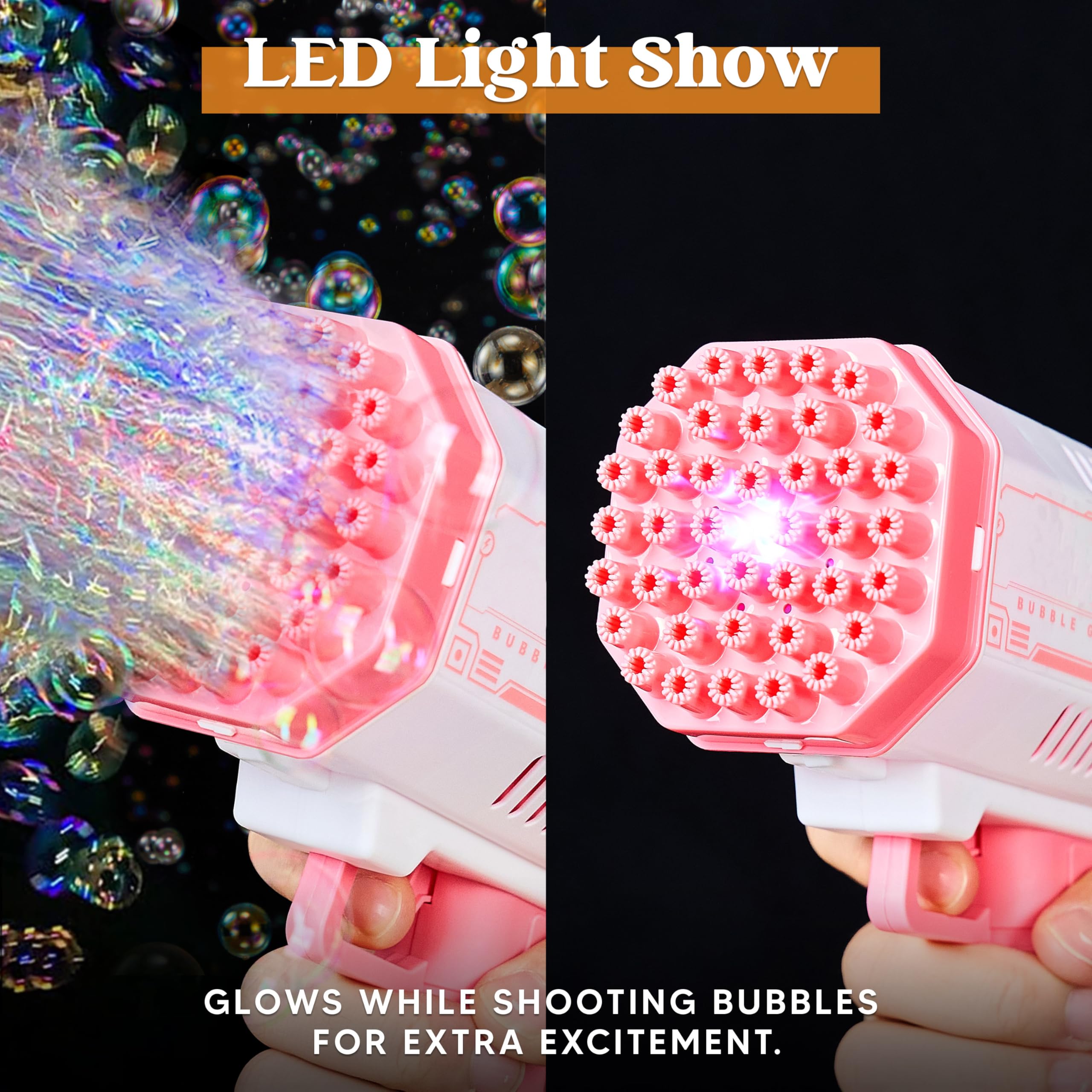 Sloosh Bubble Gun 2-Pack — Rocket Launcher Style Bubble Machine Toy for Kids (Ages 4–8) — Gift/Party/Summer/Wedding/Easter detail image 7