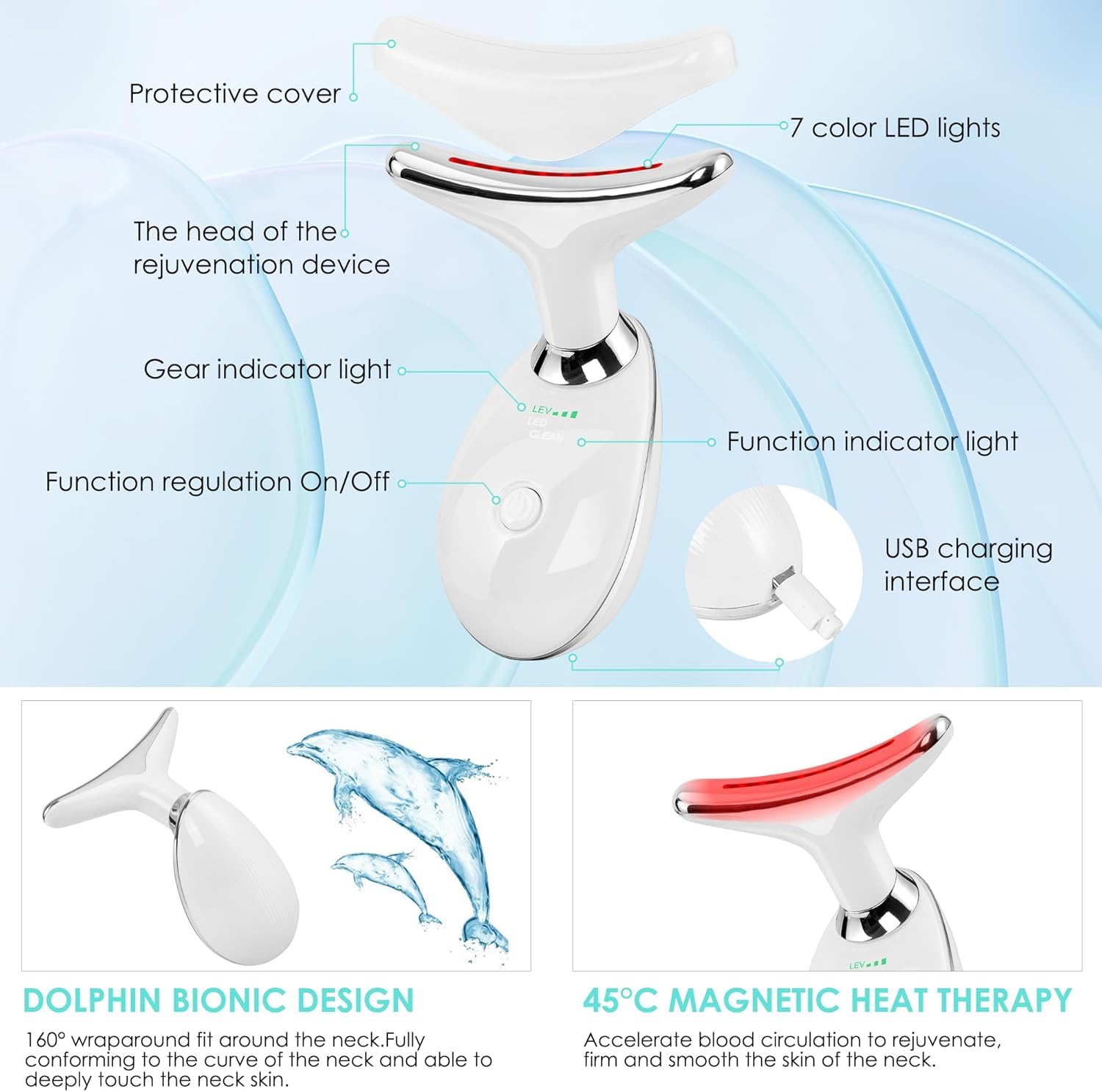 Facial Massager Face and Neck, Face 𝖲 culpting Wand Tool with 7 Color - Birthday, Christmas, Mothers Day, Valentines Day Gifts for Her Women Mom Best Friend Wife Teacher (White) detail image 5