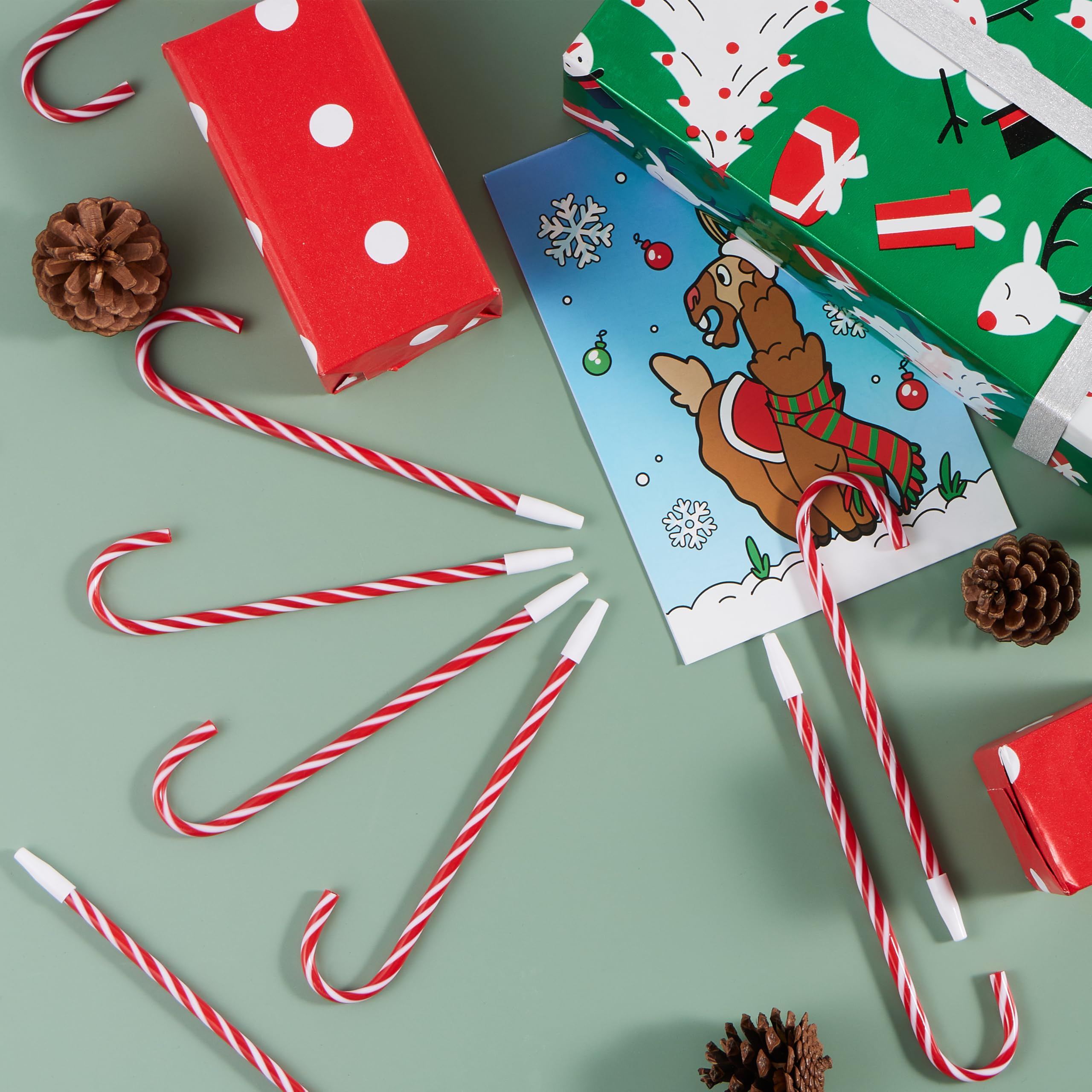 JOYIN Set of 100 Candy Cane Ballpoint Pens (Blue Ink) - Kids' Gifts, Holiday Stationery, Classroom & Party Favors detail image 6
