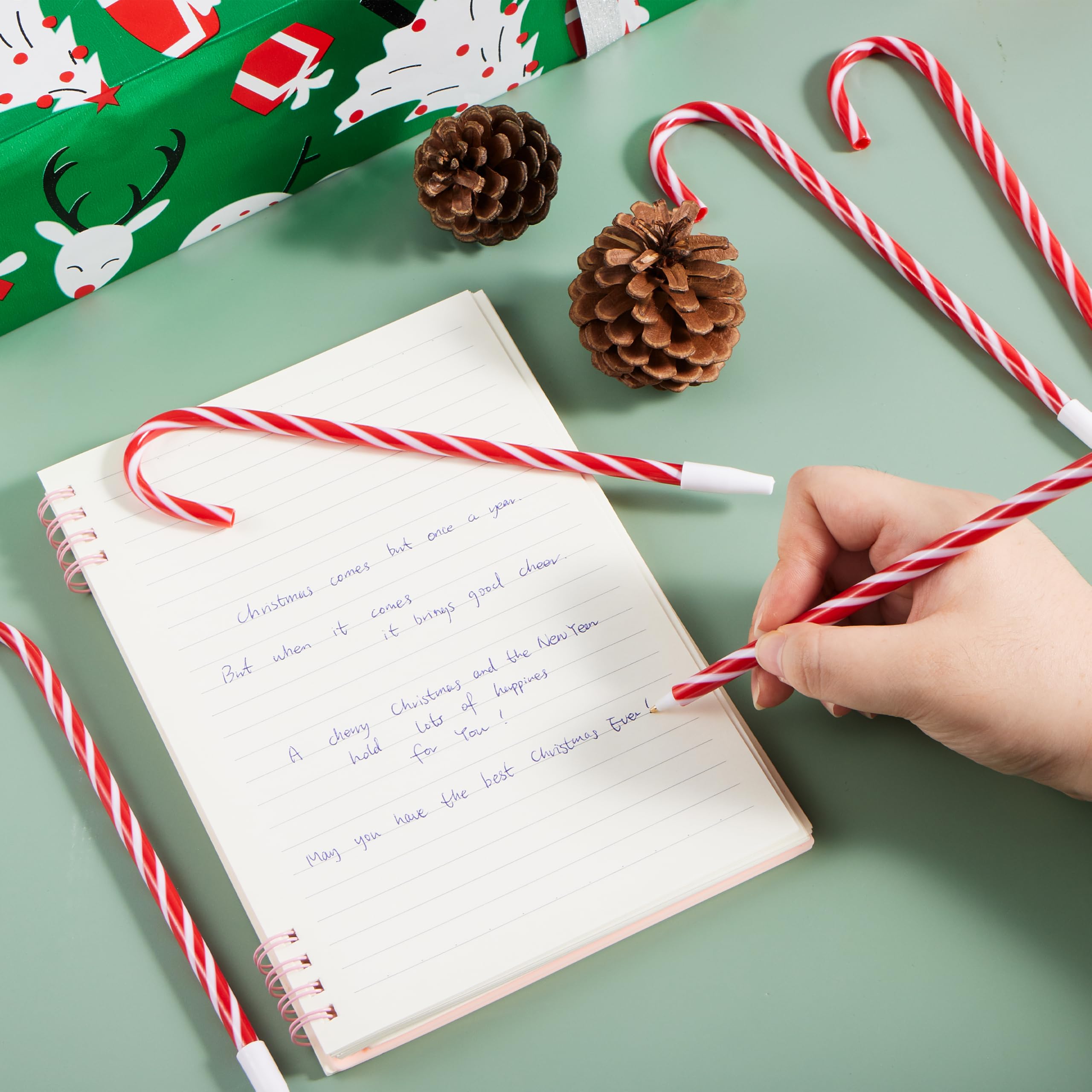 JOYIN Set of 100 Candy Cane Ballpoint Pens (Blue Ink) - Kids' Gifts, Holiday Stationery, Classroom & Party Favors detail image 5
