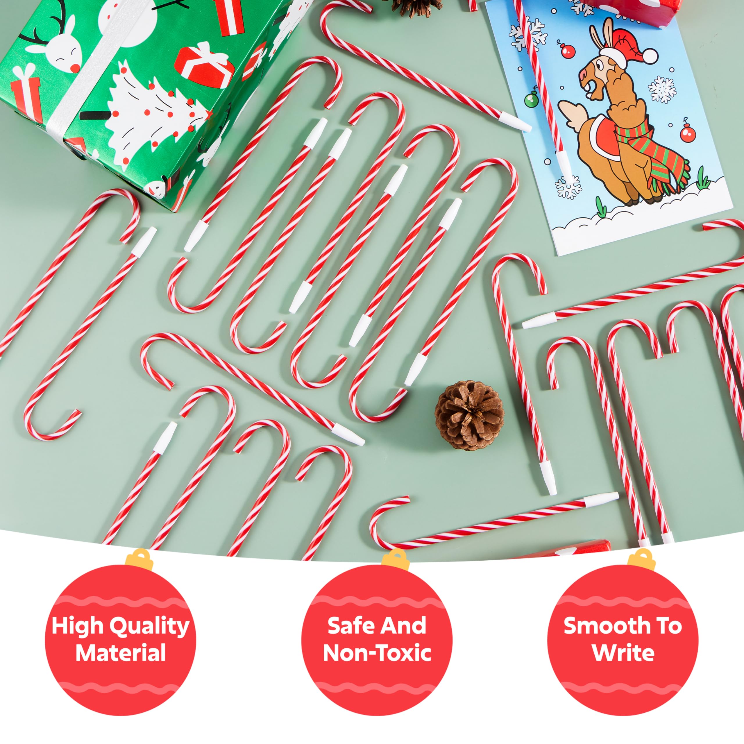 JOYIN Set of 100 Candy Cane Ballpoint Pens (Blue Ink) - Kids' Gifts, Holiday Stationery, Classroom & Party Favors detail image 4