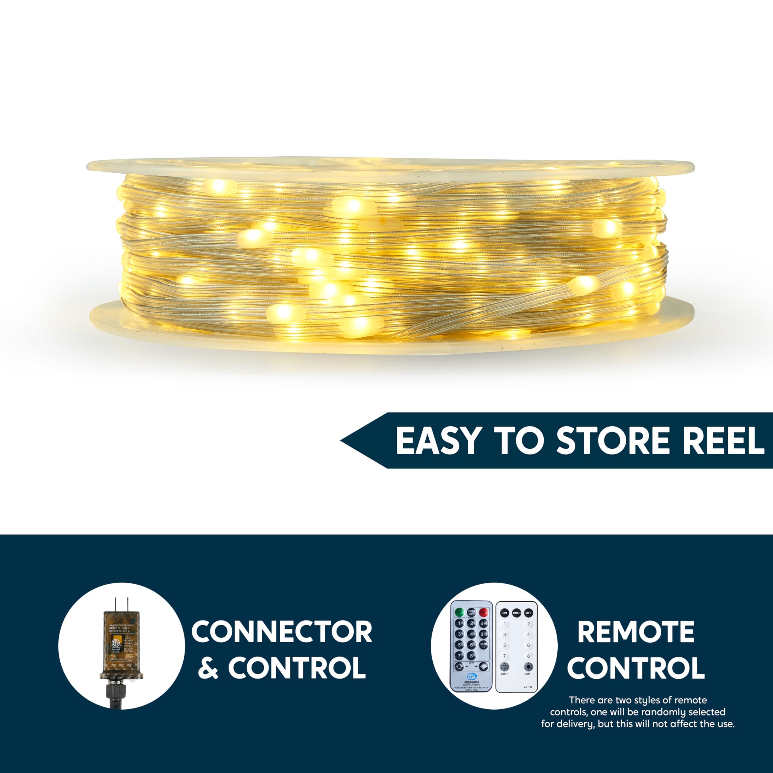 Joiedomi 1200 LED 394ft Warm White Outdoor Christmas String Lights (8 Modes + Timer, Clear PVC Wire, Includes Reel) detail image 2