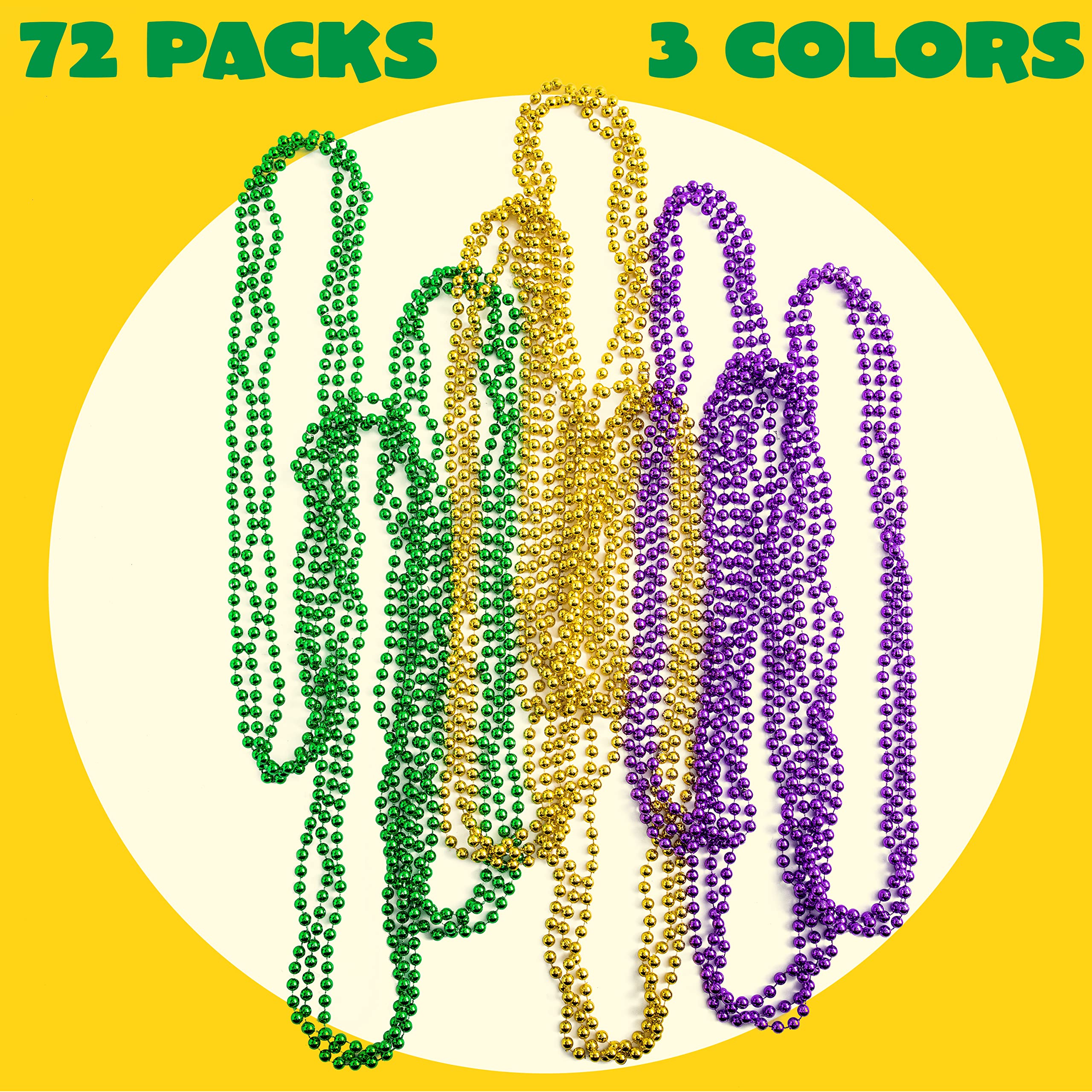 JOYIN 72-Piece Mardi Gras (Gold/Green/Purple) Party Necklace & Accessories Kit detail image 2