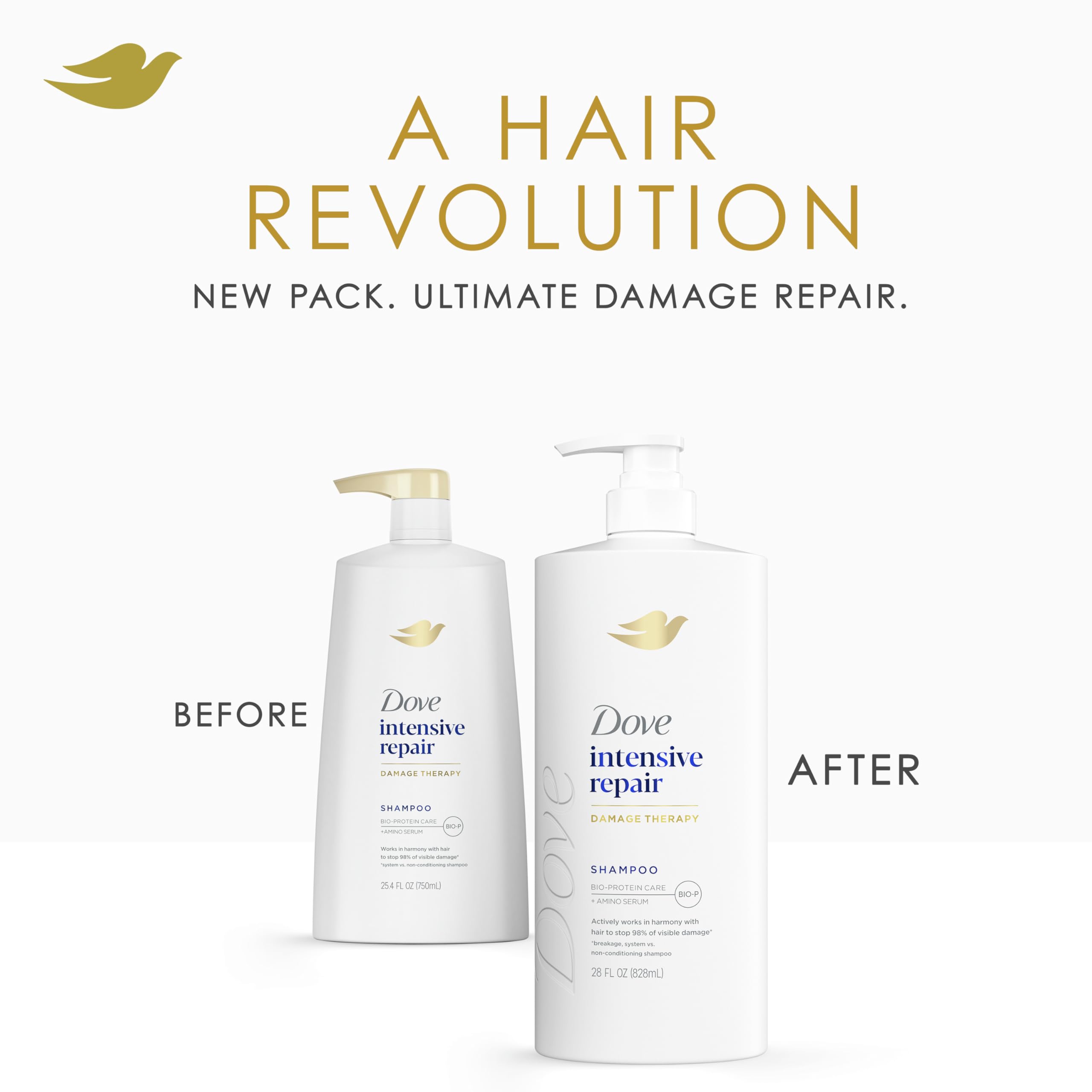 Dove Shampoo Intensive Repair for Damaged Hair with Bio-Protein, 28 Fl Oz detail image 4