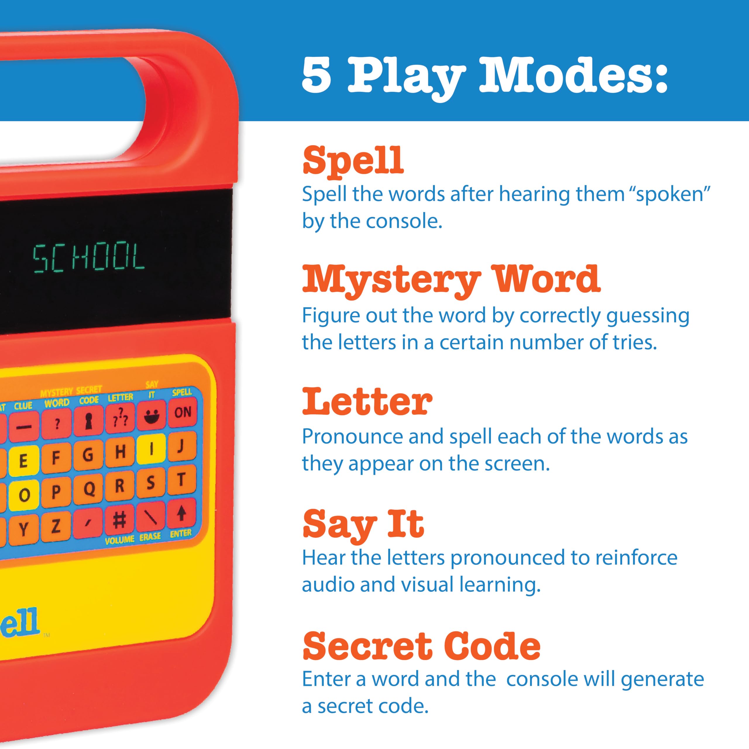 Speak & Spell Electronic Game - Educational Learning Toy, Spelling Games, 80s Retro Handheld Arcade, Autism Toys, Activity for Boys, Girls, Toddler, Ages 7+ detail image 5