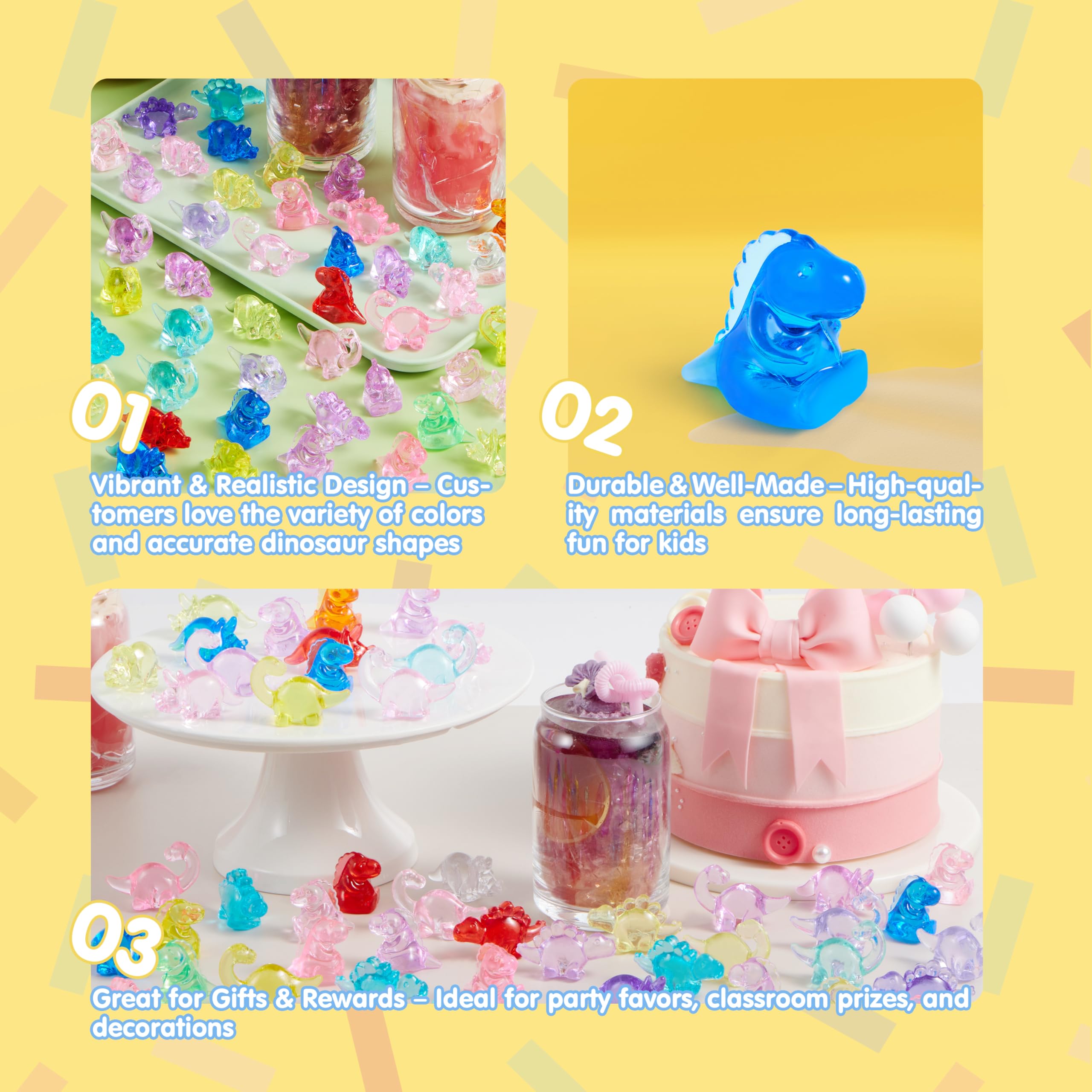 JOYIN 50 Pcs Mini Dinosaur Figures, Tiny Dinosaur Figurines for Slime Charms for Crafts, Mini Resin Animals to Hide, DIY Miniature Scenes, Party Favors, Vase Filler detail image 3