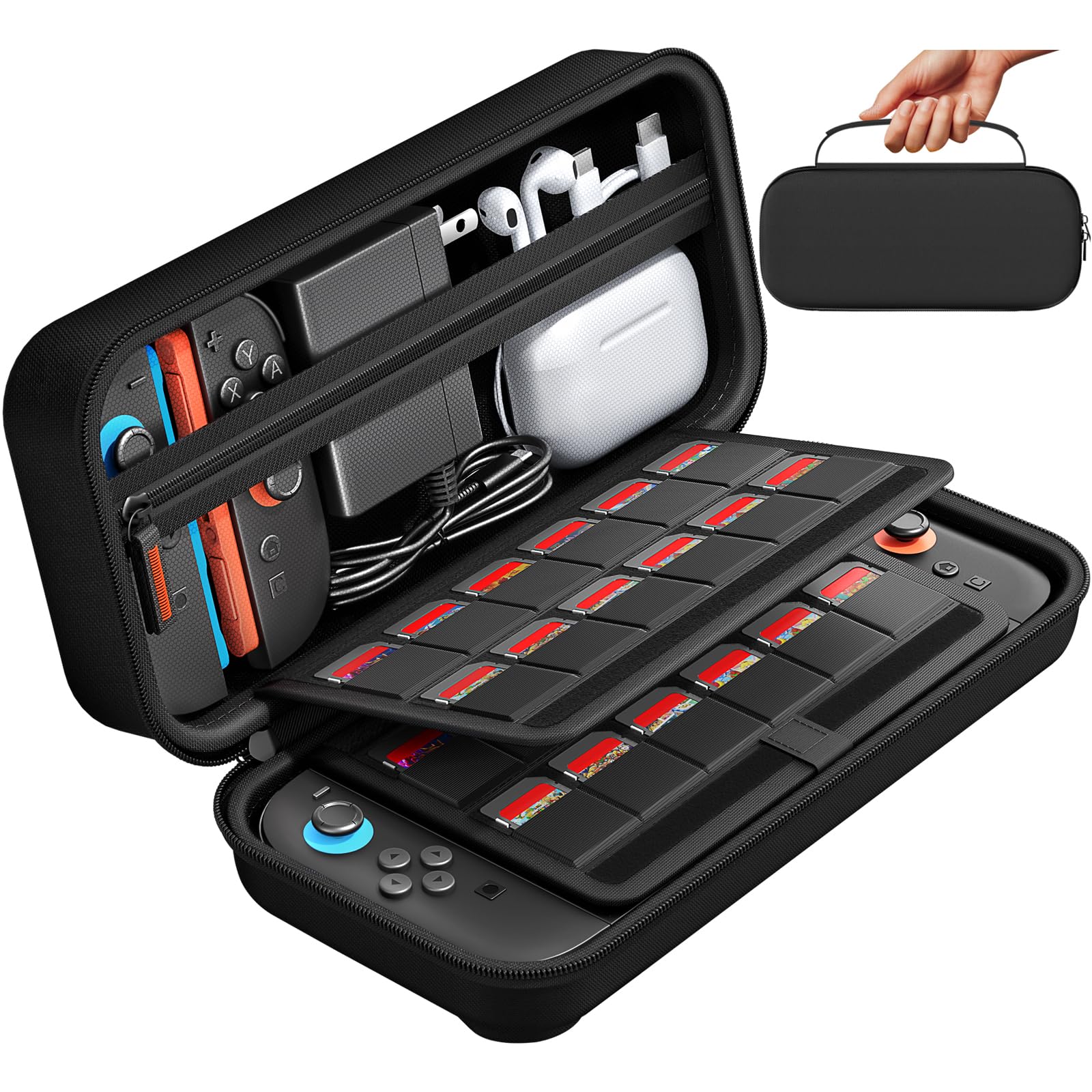 daydayup Switch Carrying Case Compatible with Nintendo Switch 2, with 24 Games Cartridges Protective Hard Shell Travel Carrying Pouch for Console & Accessories Playstation Vita Case detail image 1
