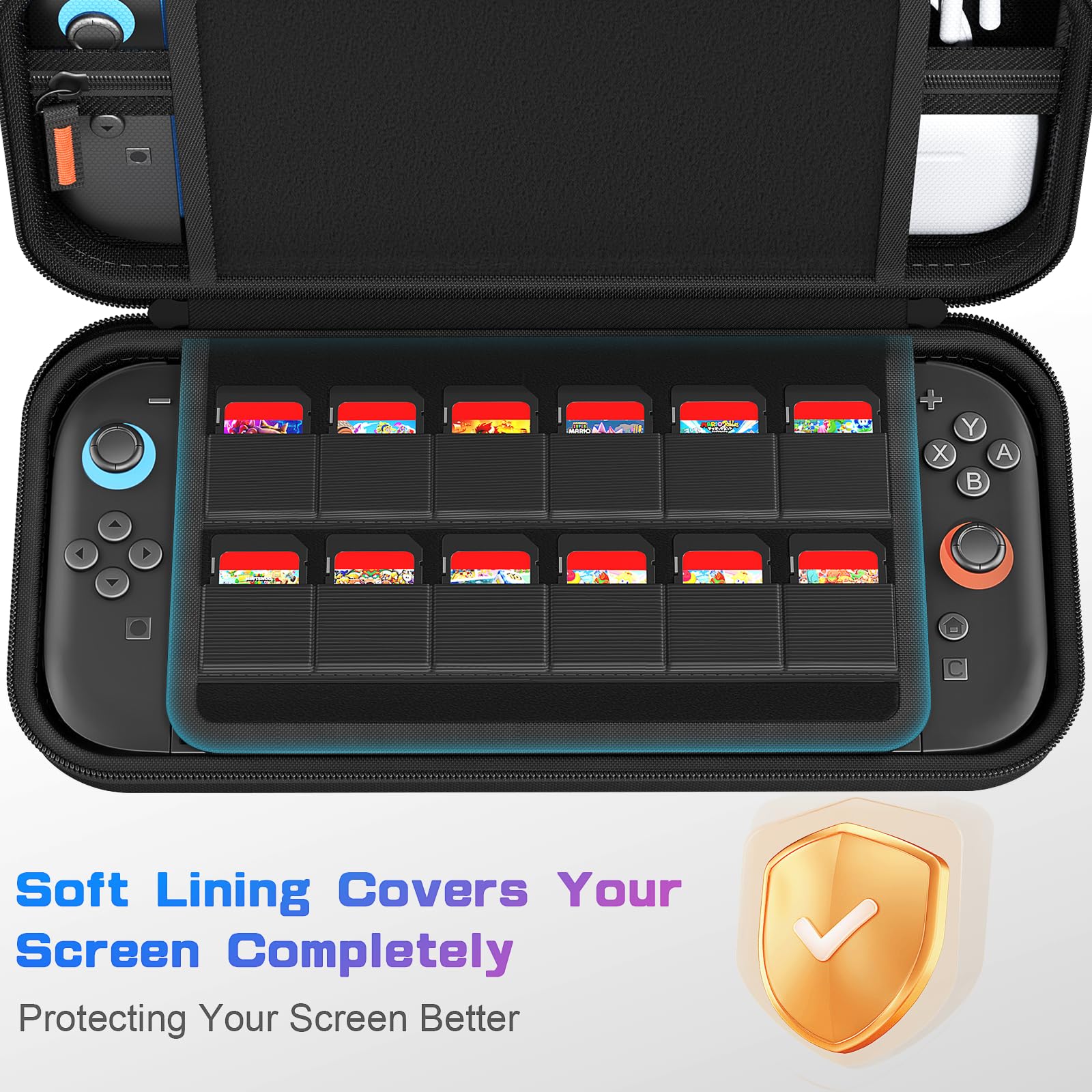 daydayup Switch Carrying Case Compatible with Nintendo Switch 2, with 24 Games Cartridges Protective Hard Shell Travel Carrying Pouch for Console & Accessories Playstation Vita Case detail image 3