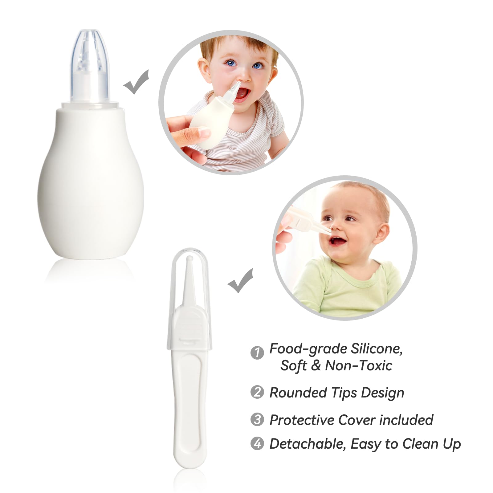 Baby Grooming Kit 14-in-1 — Infant Care Set with Brush, Comb, Nail Clippers, Nasal Aspirator, Scissors, Medicine Dropper, and Portable EVA Case (Grey/White) detail image 3