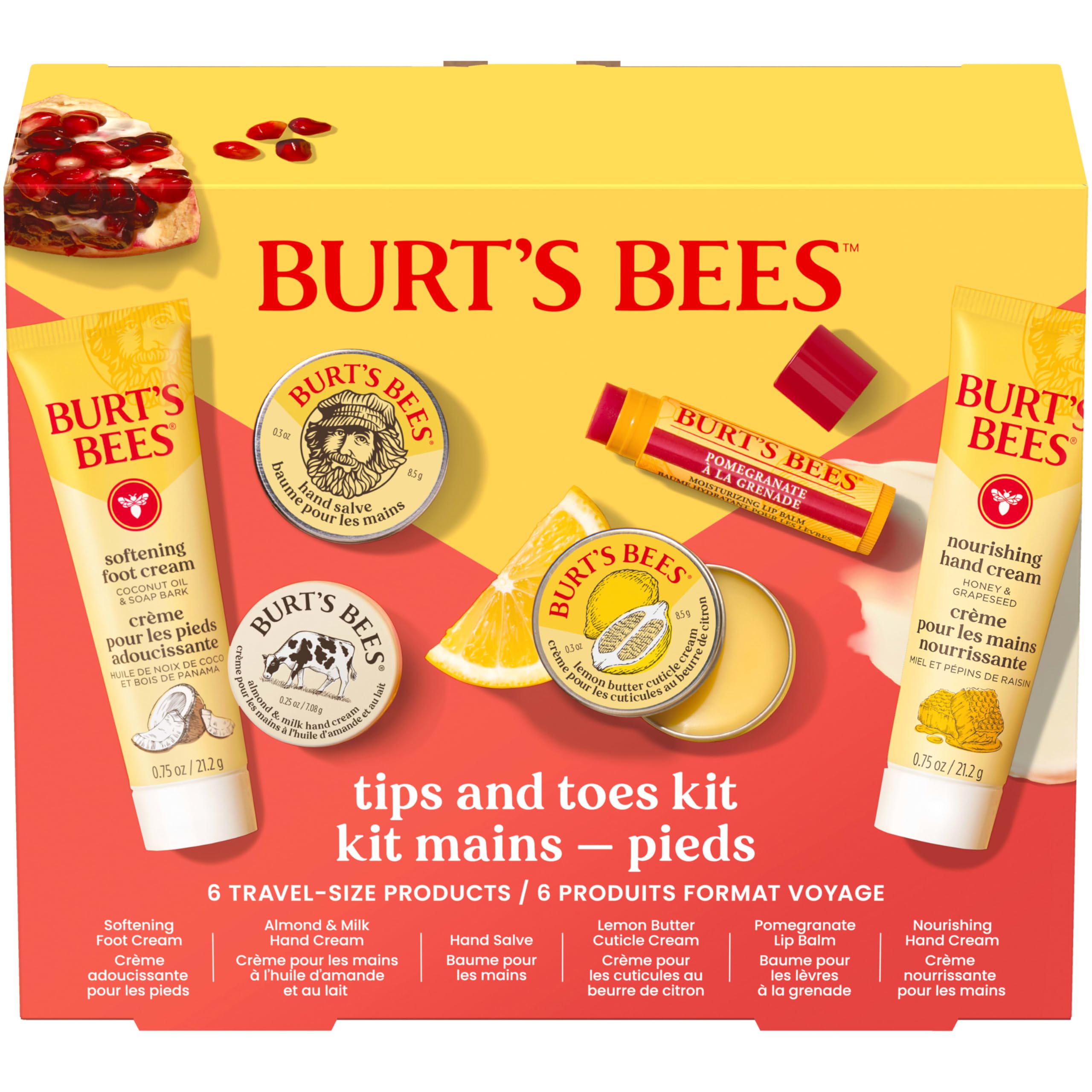 Burt's Bees Tips and Toes Kit Gift Set, 6 Travel Size Products detail image 1