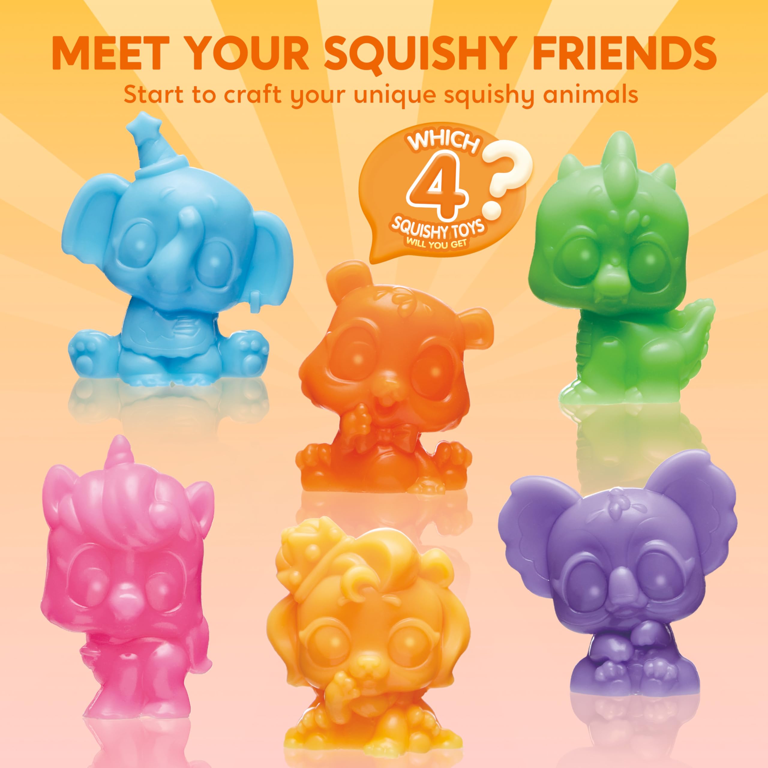 JOVA Klever Kits Squeeze Toy DIY Soft Cute Animal Craft Kit — Mystery Blind Box with 4 Surprise Characters, Ages 6+ detail image 2