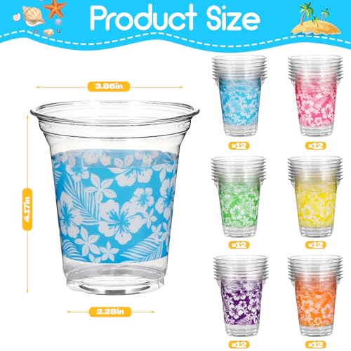 Atonofun Pack de 72 Vasos Desechables Temáticos Hawaianos Luau - Vasos Tropicales de 14 oz para Fiesta de Playa / Cumpleaños detail image 9