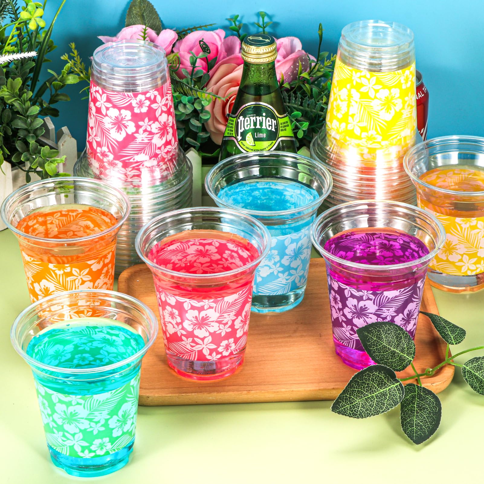 Atonofun 72 Pack Hawaiian Luau Party Decorations Cups -14OZ Disposable Tropical Party Cups for Hawaiian Luau Beach Theme Birthday Party Decorations detail image 4