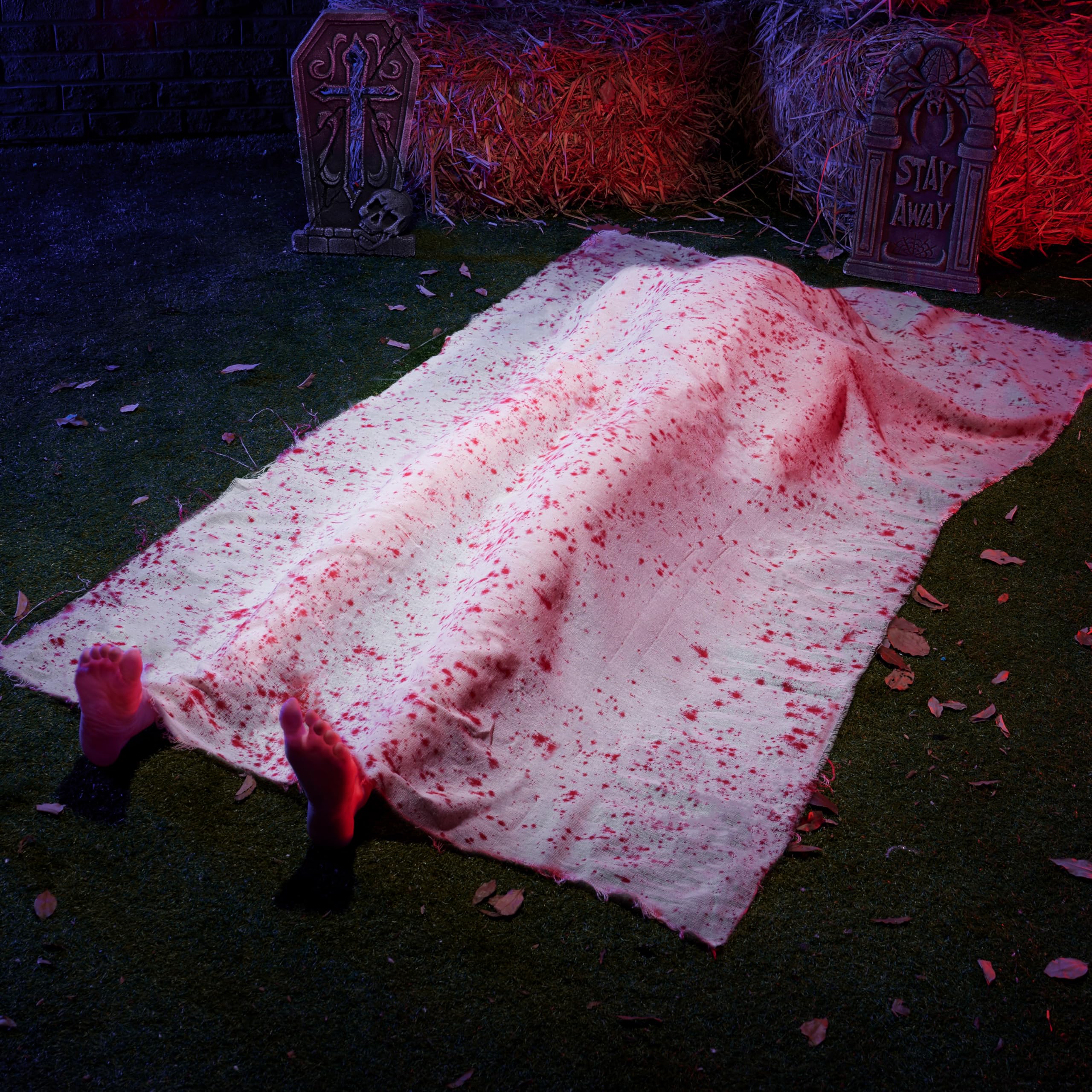 JOYIN 5ft Halloween Inflatable Covered Corpse Prop (Exposed Feet) — Outdoor Spooky Decoration for Yard Parties & Haunted Houses detail image 7