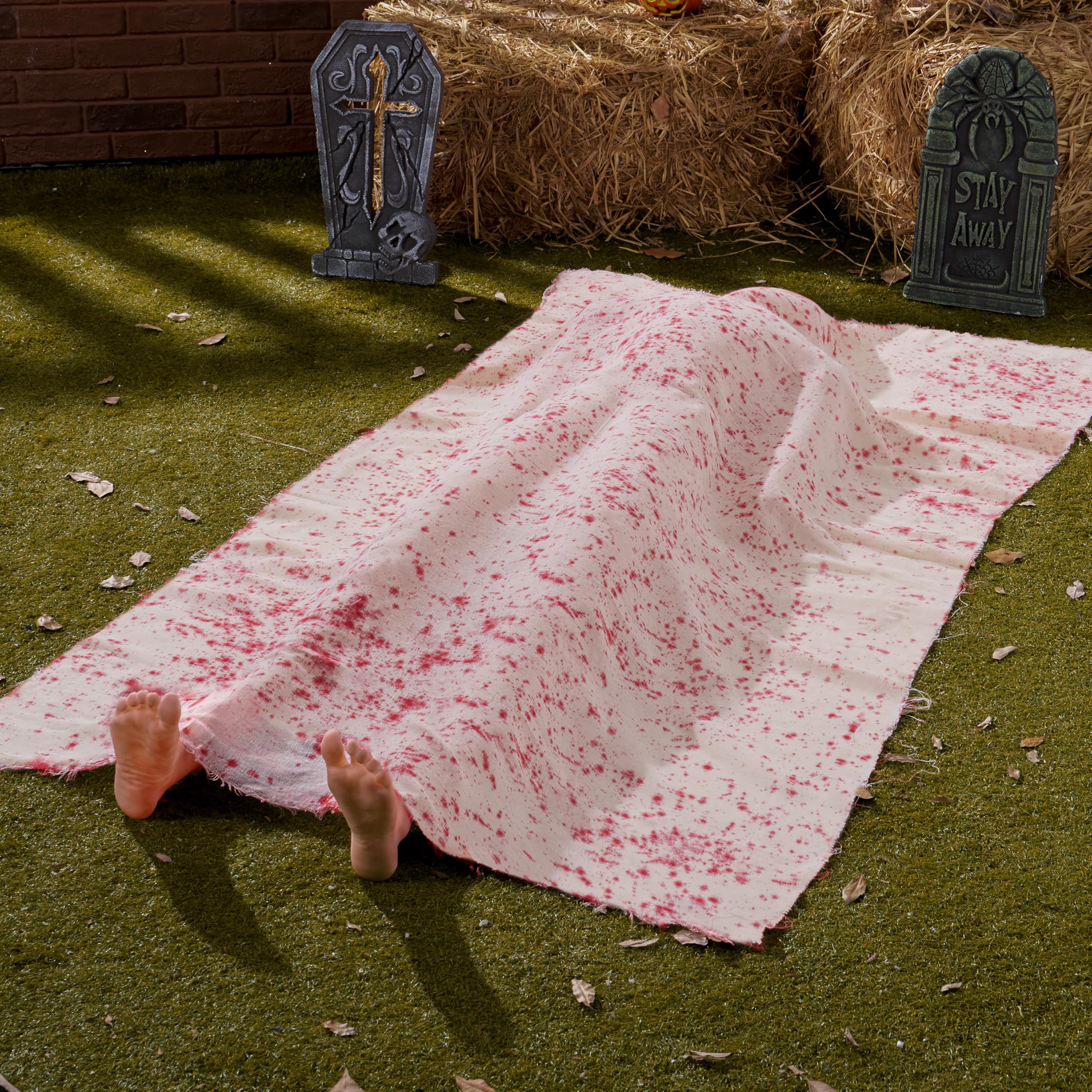 JOYIN 5ft Halloween Inflatable Covered Corpse Prop (Exposed Feet) — Outdoor Spooky Decoration for Yard Parties & Haunted Houses detail image 1