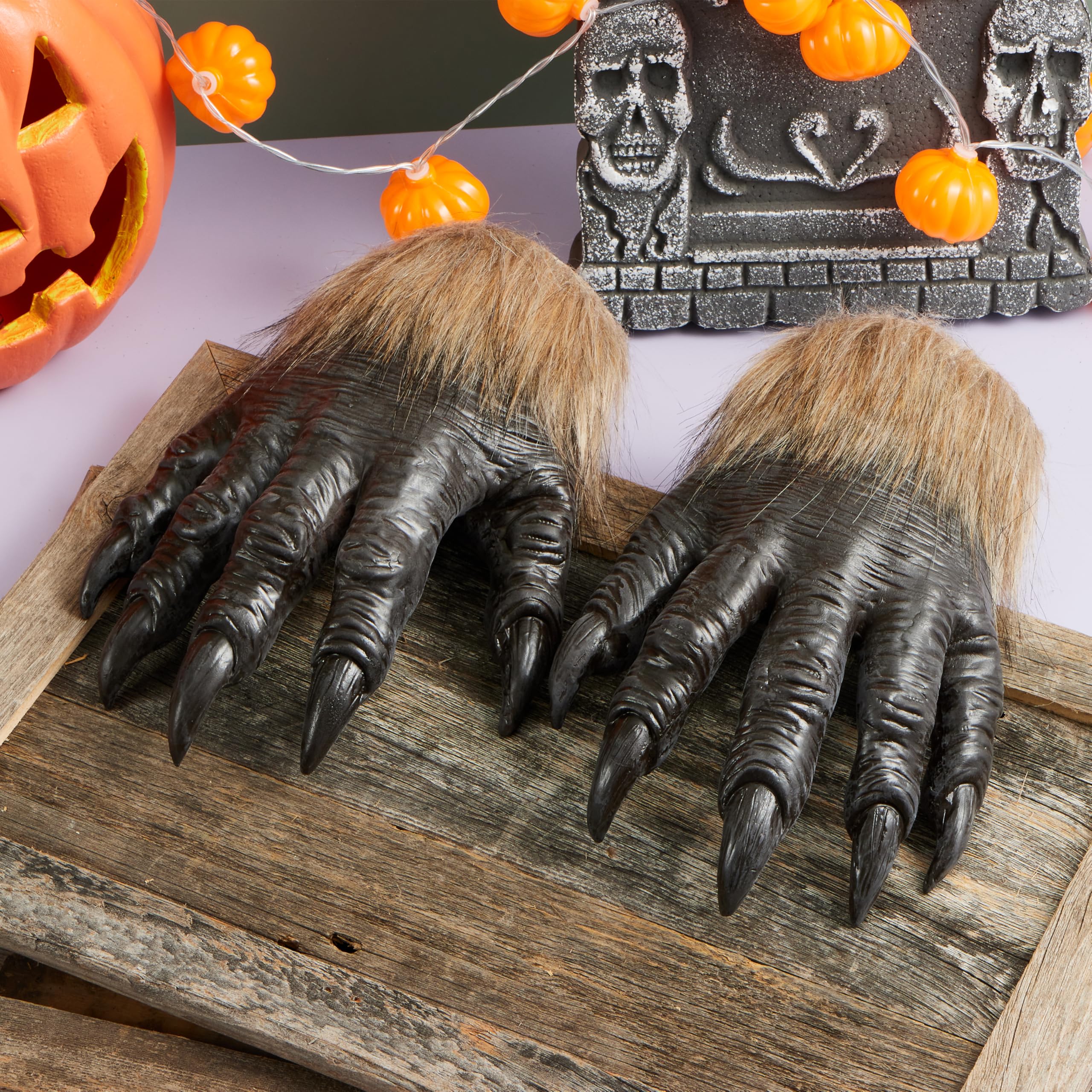 Spooktacular Creations Adult Werewolf Gloves Halloween Costume Prop (Articulated Claws) detail image 2