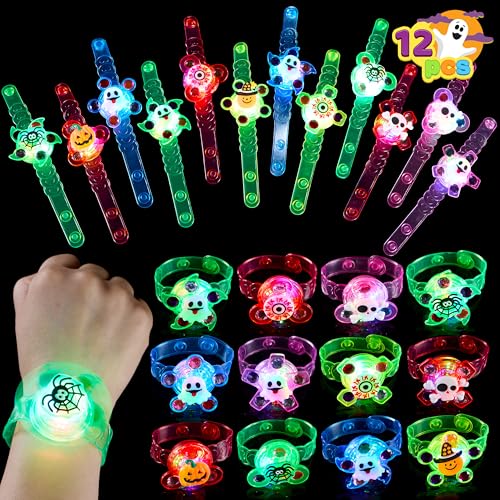 JOYIN 12-Pack Halloween LED Light-Up Bracelets — Kids Flashing Wristbands, Glow Party Favors & Trick-or-Treat Bag Fillers detail image 8