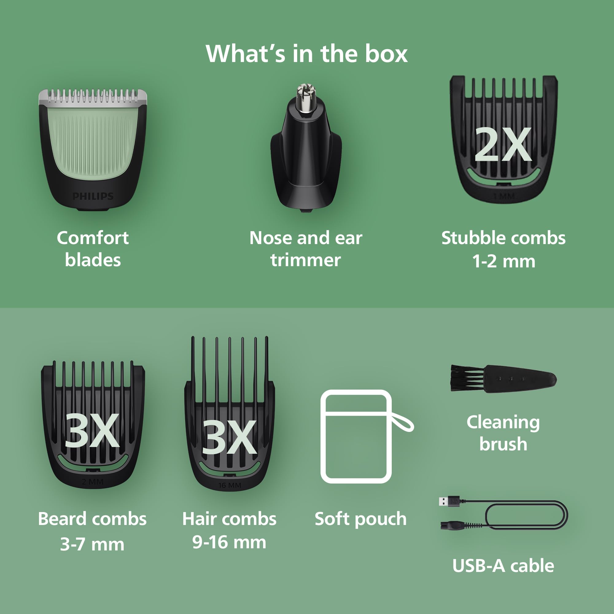 Philips Norelco All-in-One 3000 Series 13-in-1 Trimmer & Beard Styler, Men's Hair Clipper, 9 Length Settings, Self-Sharpening Skin-Friendly Blades, MG3919/50 detail image 3