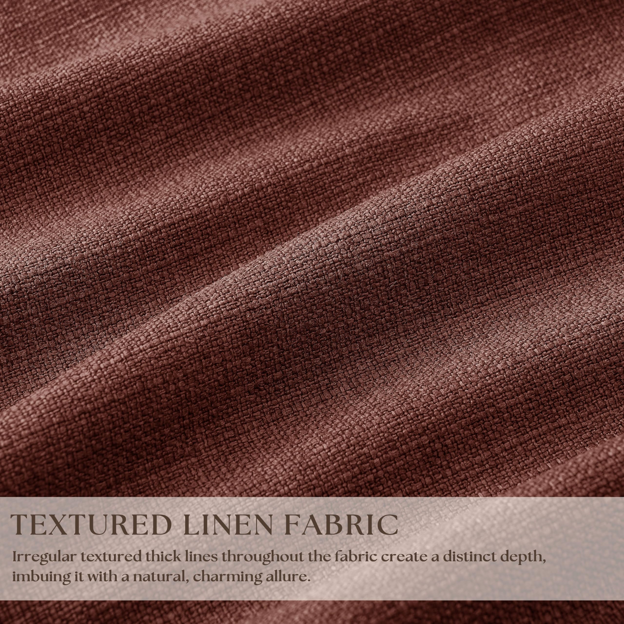 Maroon Blackout Pinch Pleated Linen Curtains 105 Inches Long for Living Room 2 Panels Thermal Insulted Dual Layer Drapes Ceiling Floor 105 Inch Window Curtains Bedroom Chestnut Reddish Brown detail image 3