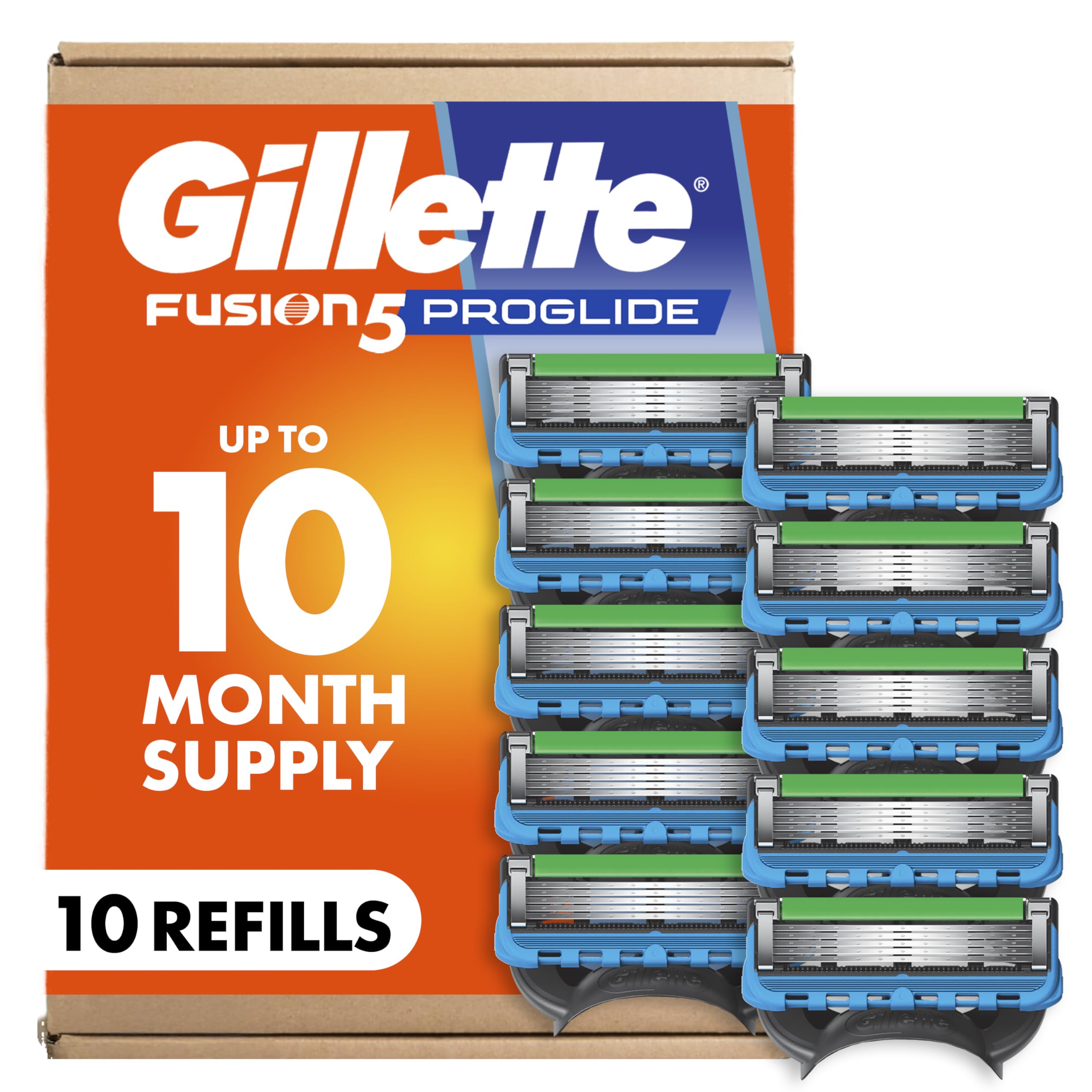 Gillette Fusion5 ProGlide Men's 5-Blade Razor Blade Refills with Precision Trimmer, 10 Count detail image 1