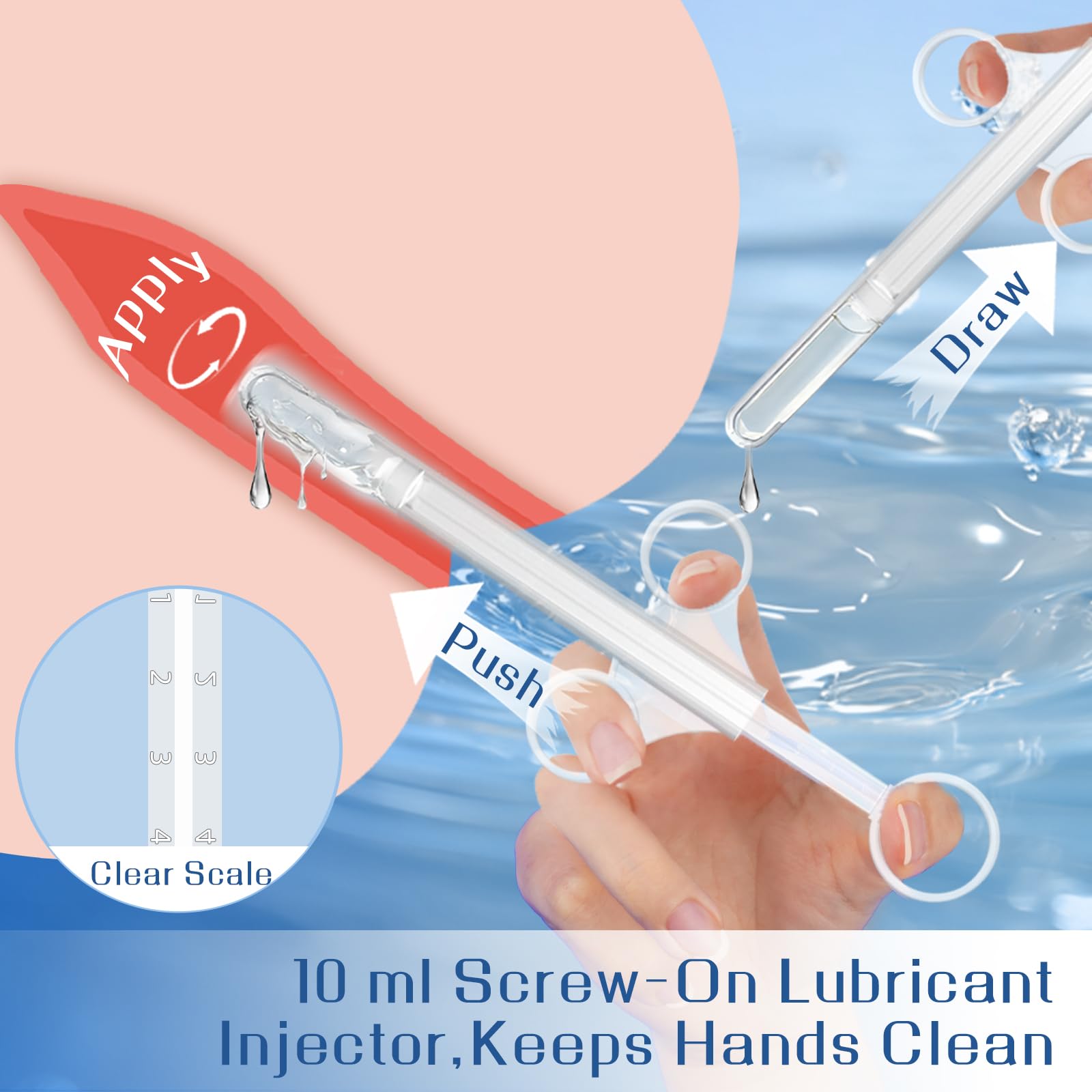 Water Based Lube with 10ml Applicator Injector, Anal Sex & Vaginal Lubricant for Privacy & Toys, Non-Sticky pH Balanced Personal Lubrification for Men, Women & Couples, 2 x 3.38 Fl Oz detail image 2