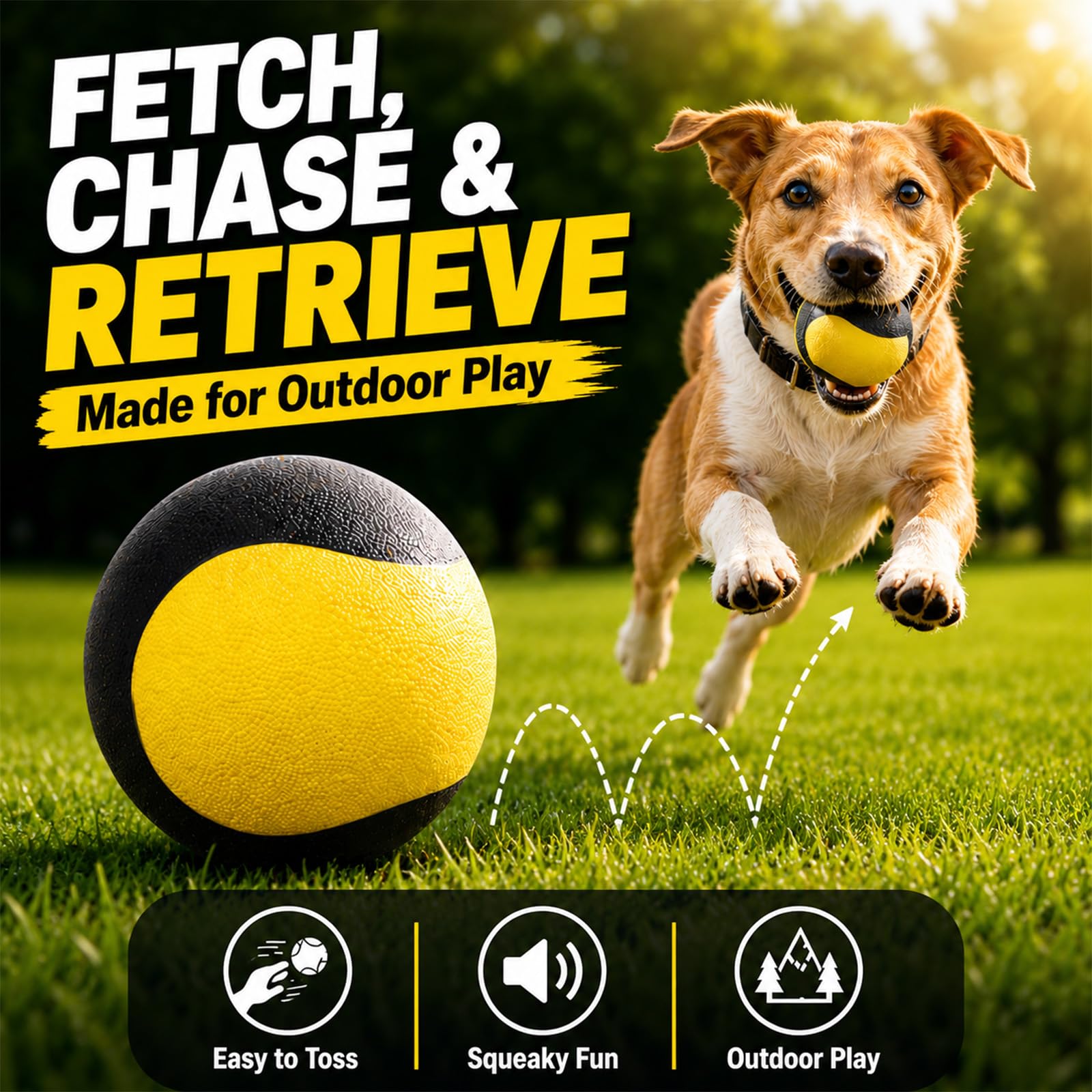 Squeaky Floating Rubber Dog Ball for Fetch — 2. 7-inch Interactive Water and Outdoor Toy for Small & Medium Dogs detail image 3