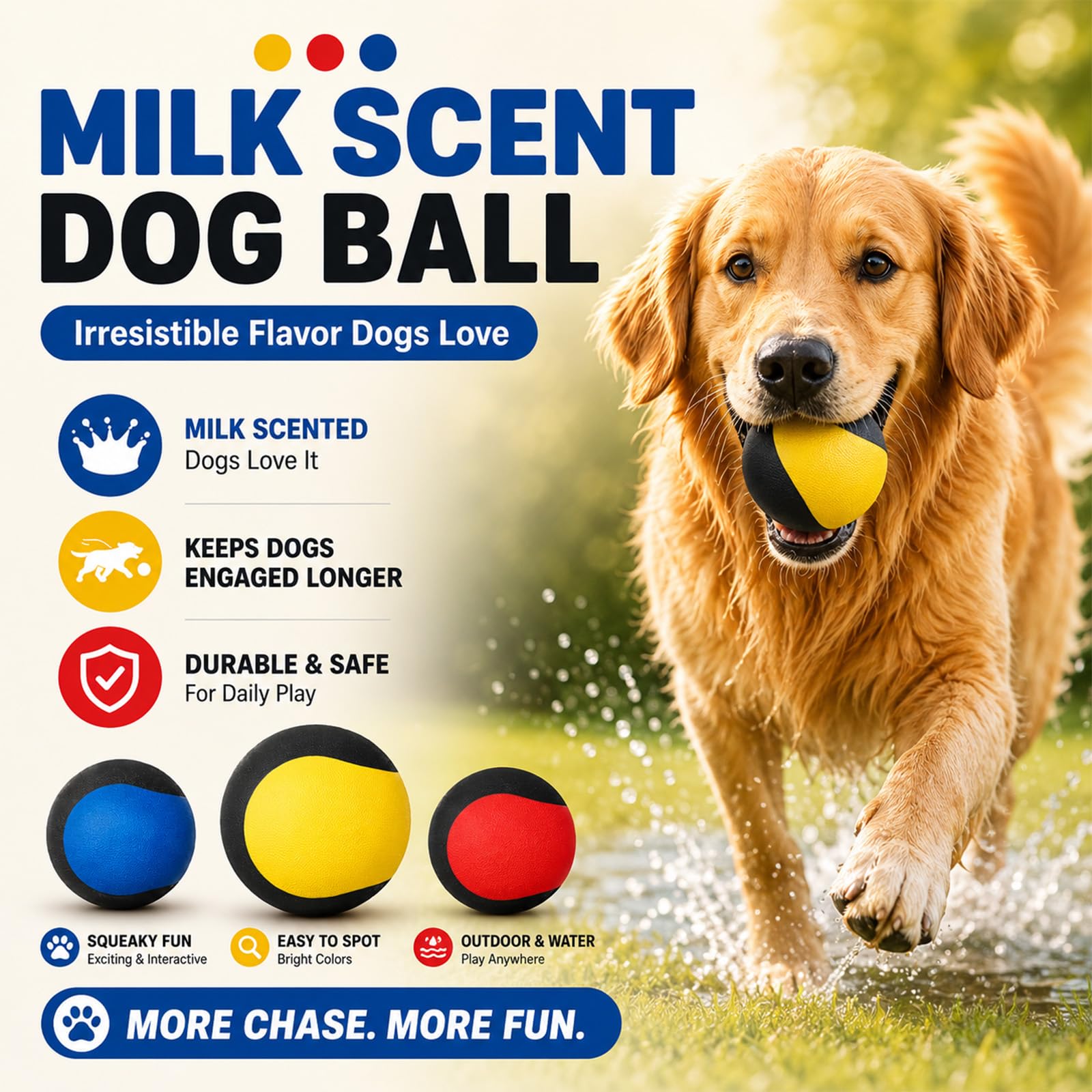 Squeaky Floating Rubber Dog Ball for Fetch — 2. 7-inch Interactive Water and Outdoor Toy for Small & Medium Dogs detail image 8
