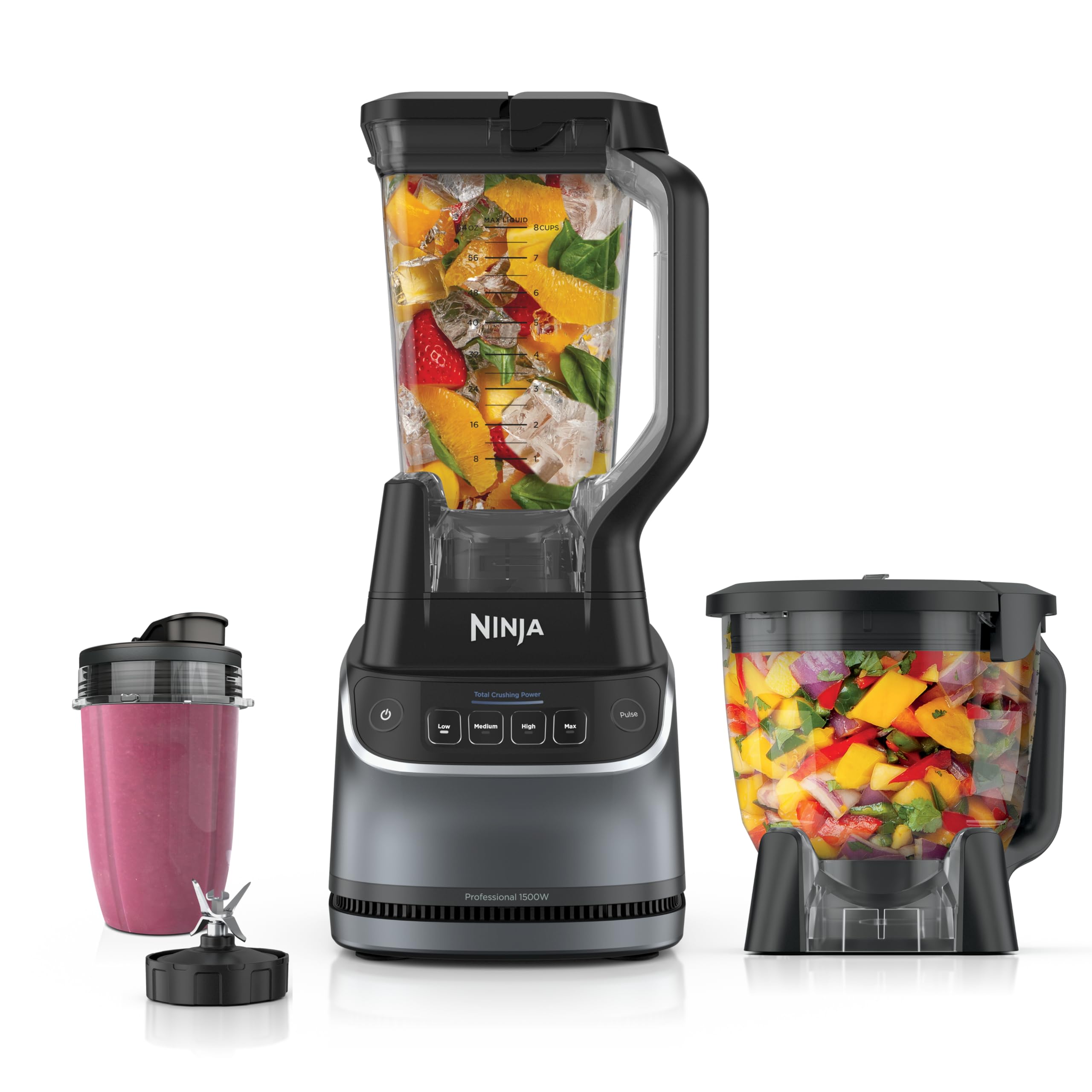 Ninja UltraCrush Professional Kitchen System | 1500W, 72oz Full-Size Blender, 8-Cup Food Processor & 18 oz To-Go Cup | Total Crushing Technology, Smoothies, Ice Crush, Chopping | Silver | BP401 (2026) detail image 1