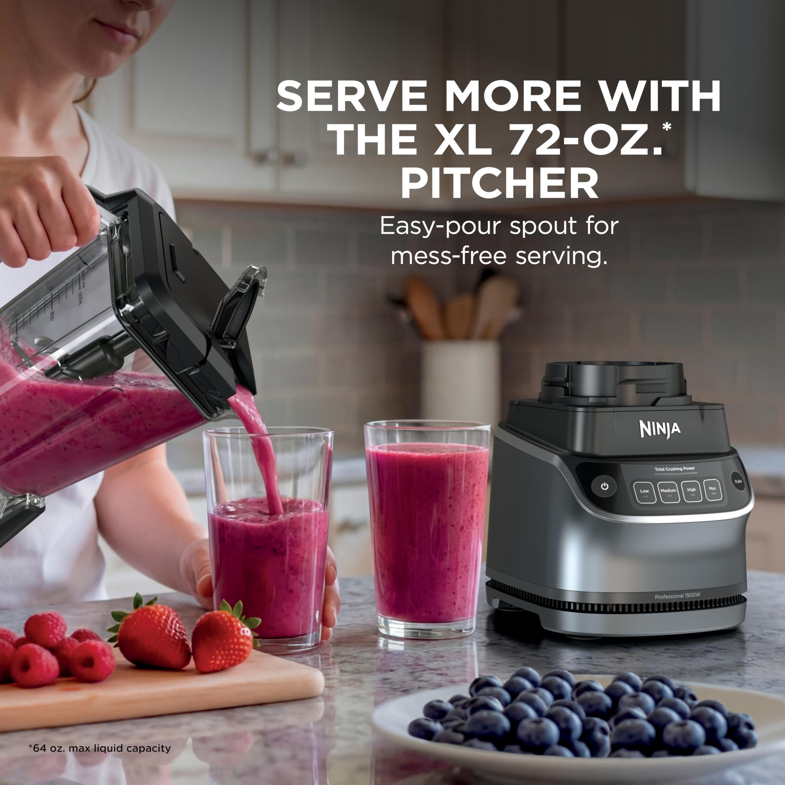 Ninja UltraCrush Professional Kitchen System | 1500W, 72oz Full-Size Blender, 8-Cup Food Processor & 18 oz To-Go Cup | Total Crushing Technology, Smoothies, Ice Crush, Chopping | Silver | BP401 (2026) detail image 4