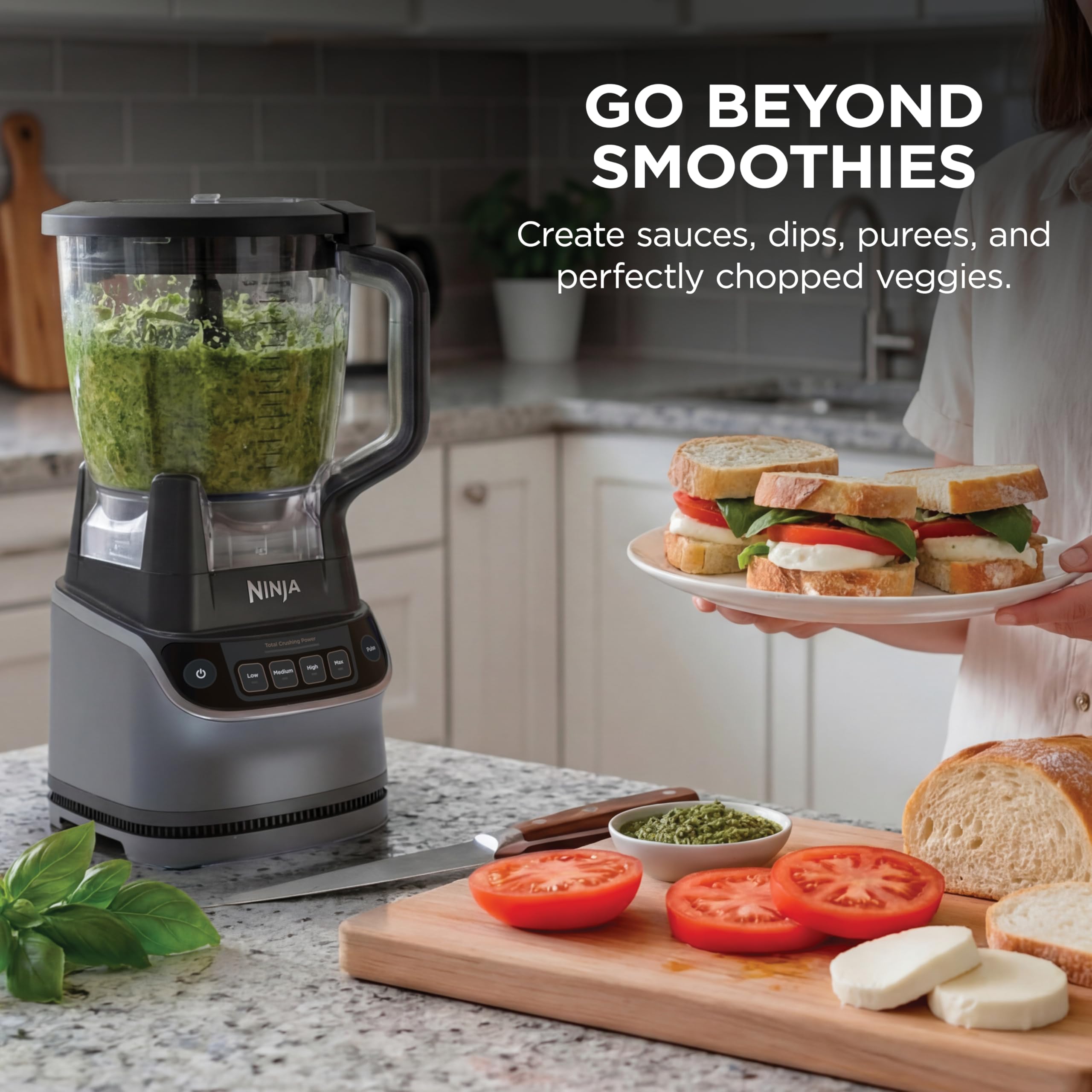 Ninja UltraCrush Professional Kitchen System | 1500W, 72oz Full-Size Blender, 8-Cup Food Processor & 18 oz To-Go Cup | Total Crushing Technology, Smoothies, Ice Crush, Chopping | Silver | BP401 (2026) detail image 6