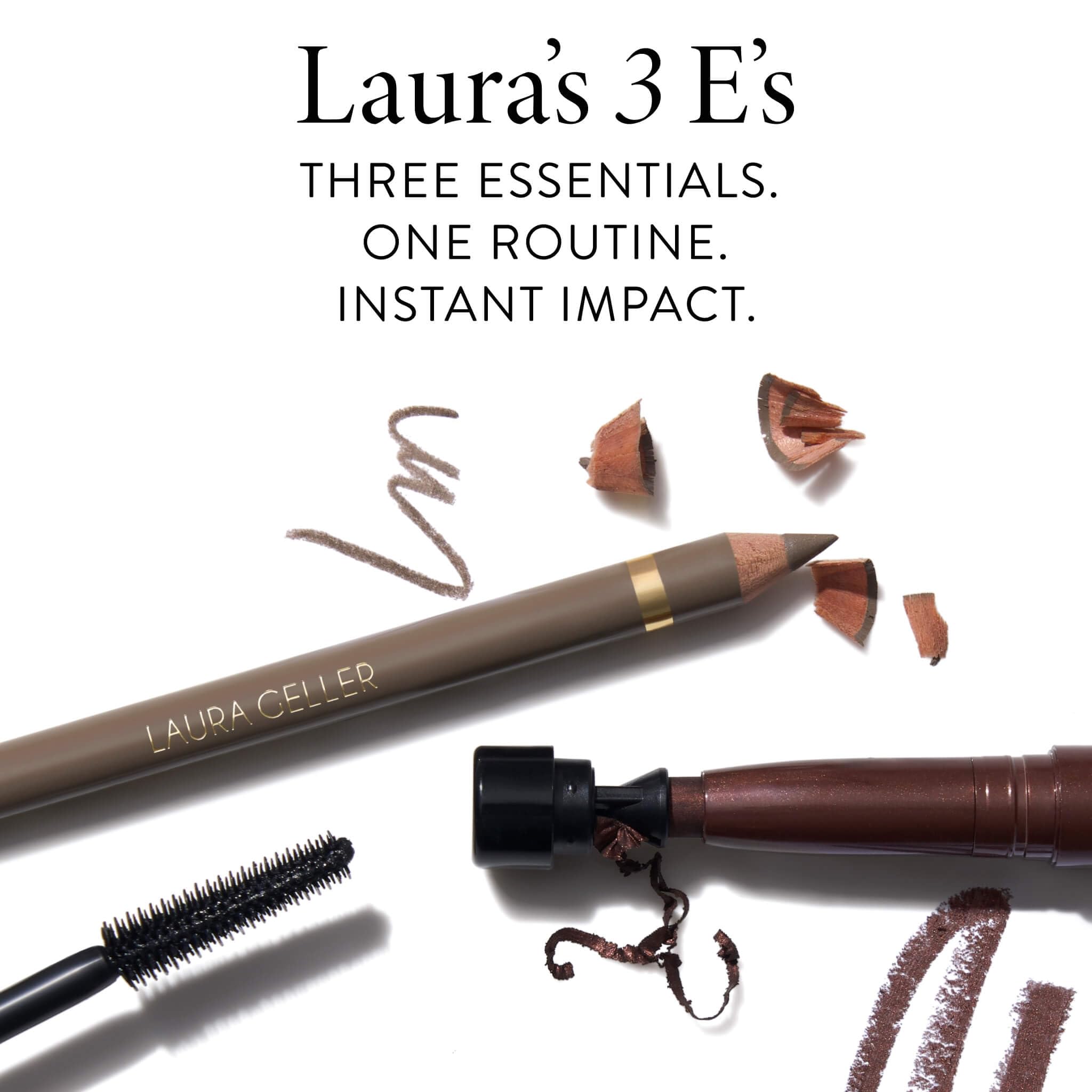 LAURA GELLER NEW YORK Laura’s 3 E’s Eyeliner, Eyelash & Eyebrows Kit for Mature Skin | Dark Brown detail image 4