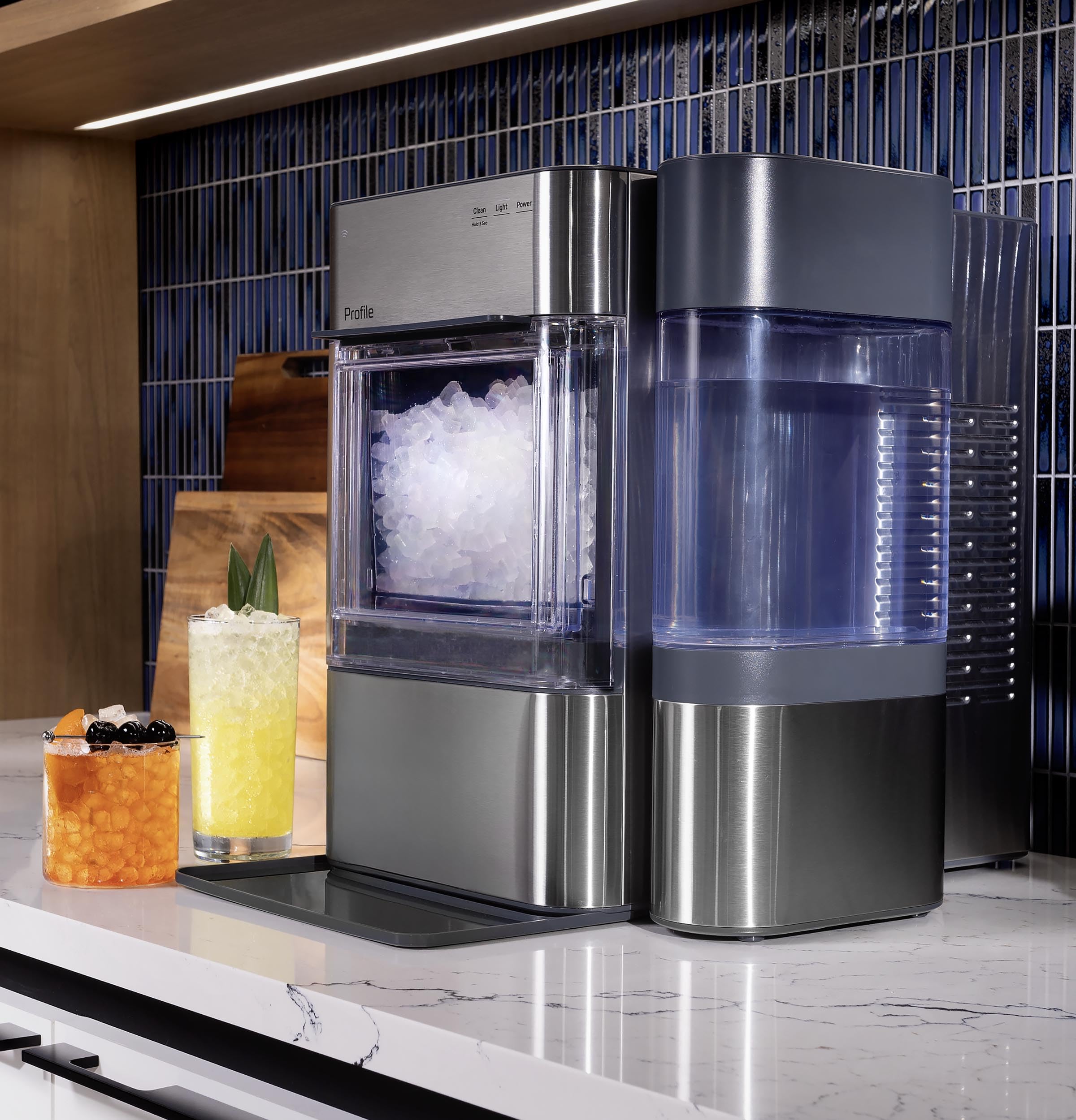GE Profile Opal Ultra, Countertop Nugget Ice Maker, 1 Gal XL Side Tank, *Amazon Exclusive*, 38 lbs/Day, Pebble Pellet Crushed Ice Machine, WiFi Stainless Steel detail image 2