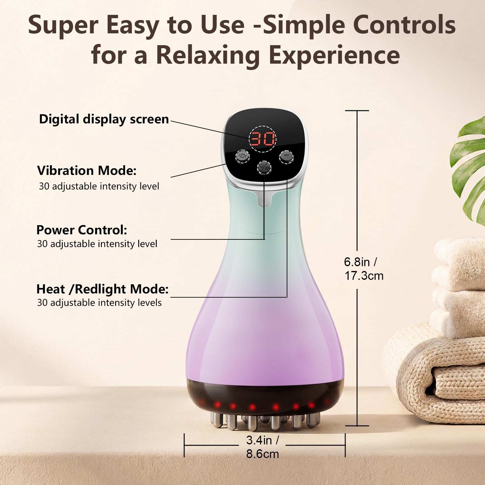 Lymphatic Drainage Massager & Anti Cellulite Massage Tool - Helps Reduce the Appearance of Cellulite and Stretch Marks, 4-in-1 Body Sculpting Machine with Heat, Light, Vibration & Microcurrent detail image 5