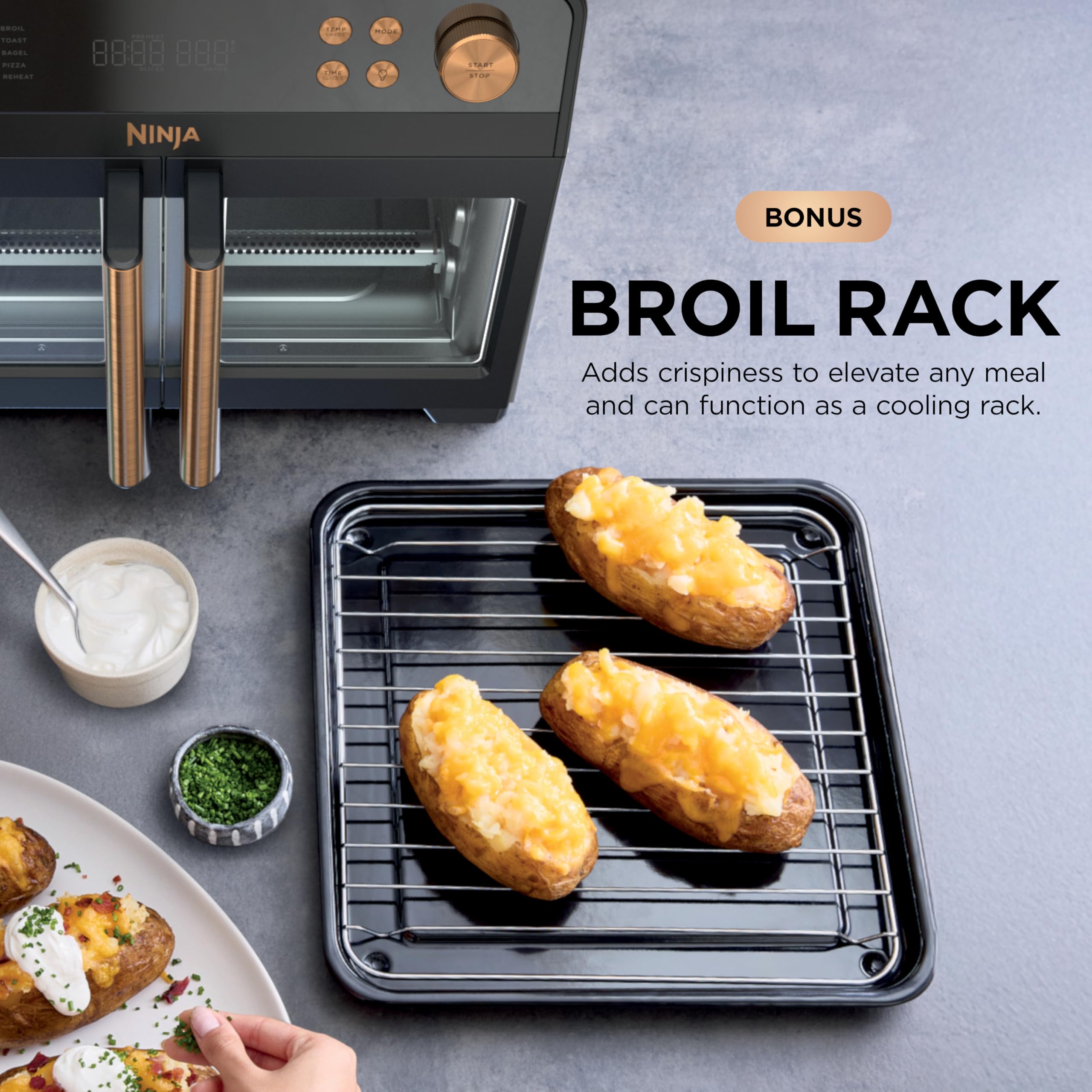 Ninja | French Door Premier Air fry Oven | 10-in-1 functions | 20.3-qt capacity | 5-qt Air Fry Basket, Sheet Pan, Wire Rack, Broil Rack | PFAS-free, Dishwasher-Safe Accessories | Black | FO101BK detail image 7