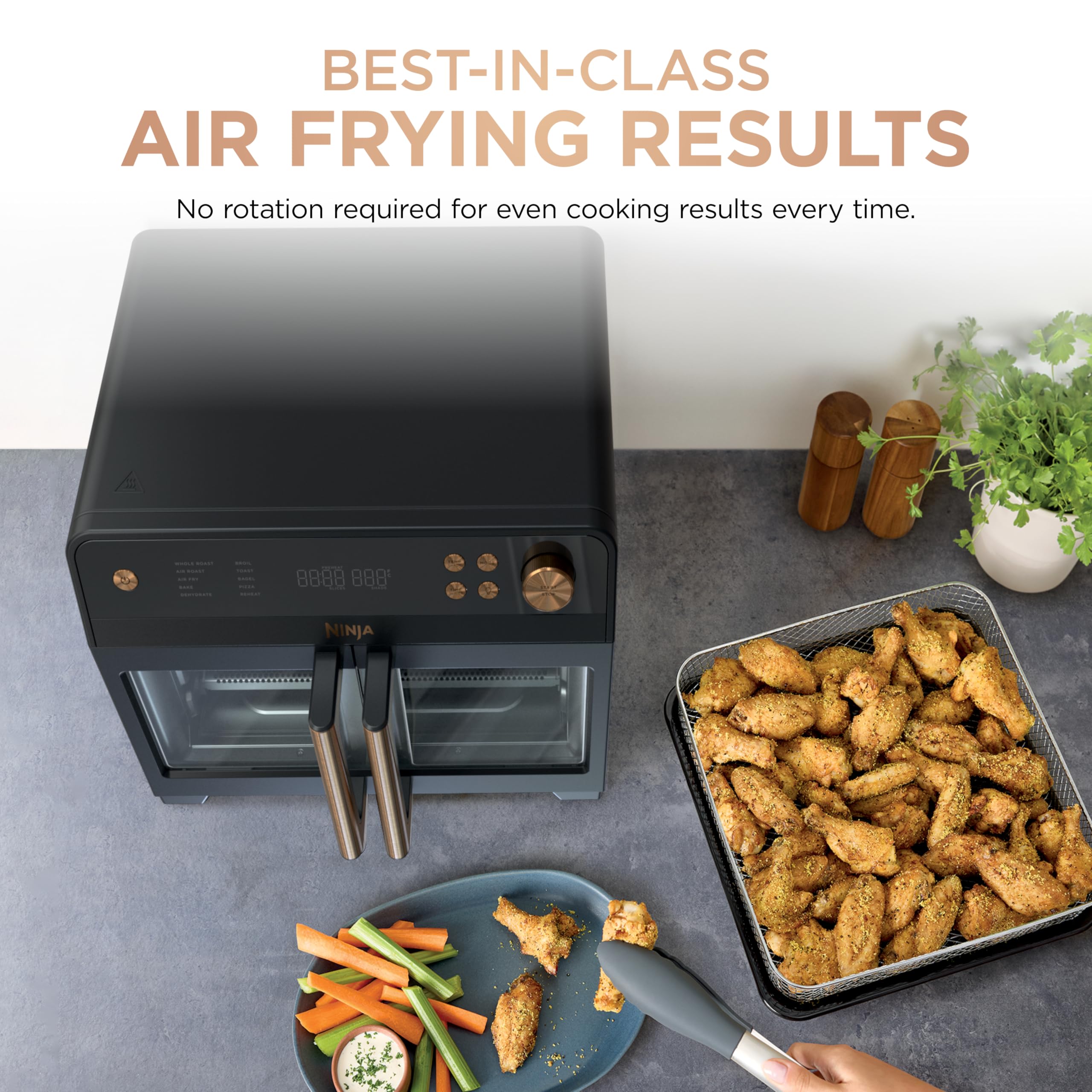 Ninja | French Door Premier Air fry Oven | 10-in-1 functions | 20.3-qt capacity | 5-qt Air Fry Basket, Sheet Pan, Wire Rack, Broil Rack | PFAS-free, Dishwasher-Safe Accessories | Black | FO101BK detail image 4