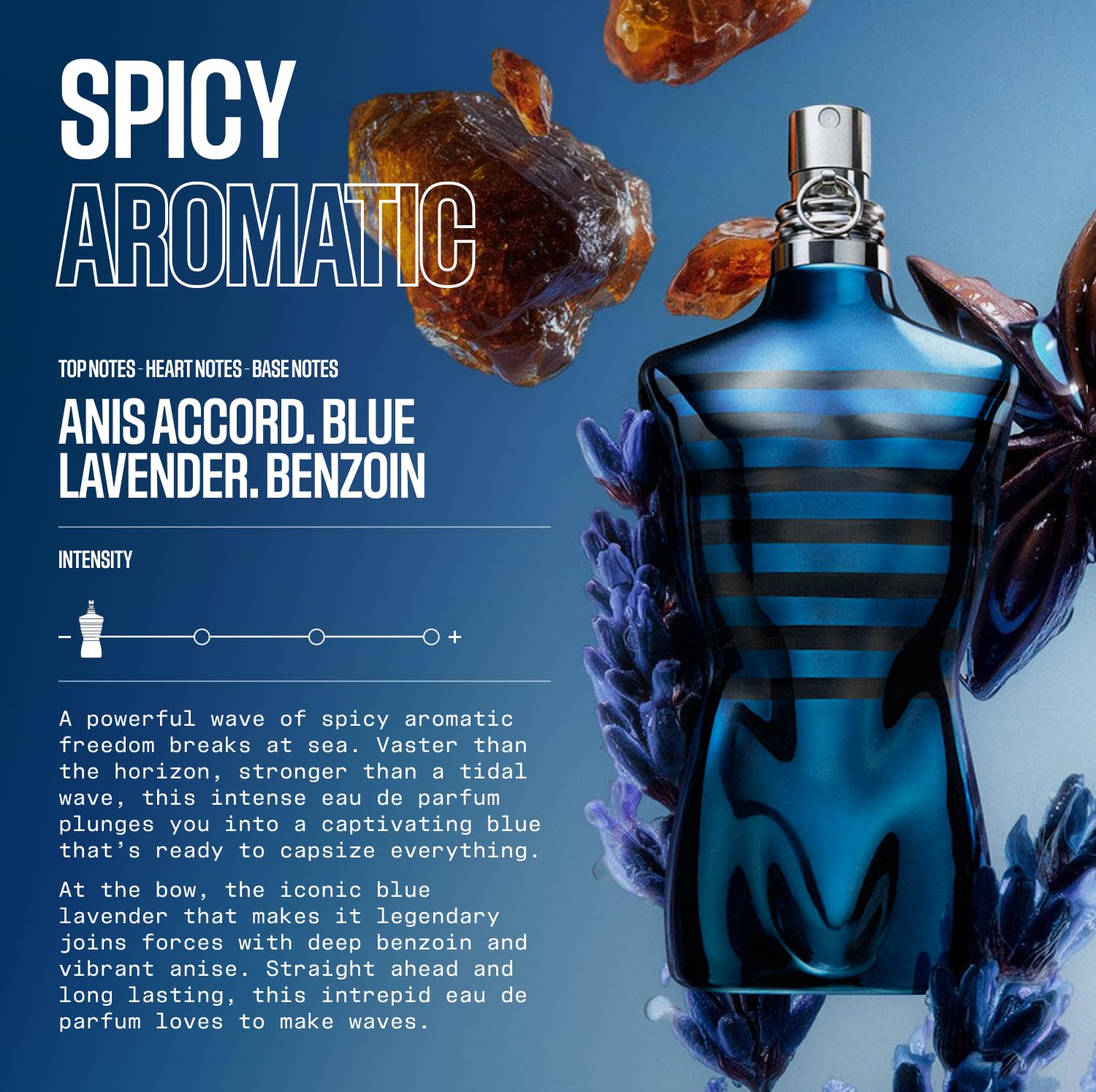 Jean Paul Gaultier Le Male In Blue Eau de Parfum for Men — Long-Lasting Spicy Aromatic Cologne with Blue Lavender, Anise & Benzoin — Limited Edition Spray, 4. 2 oz detail image 2