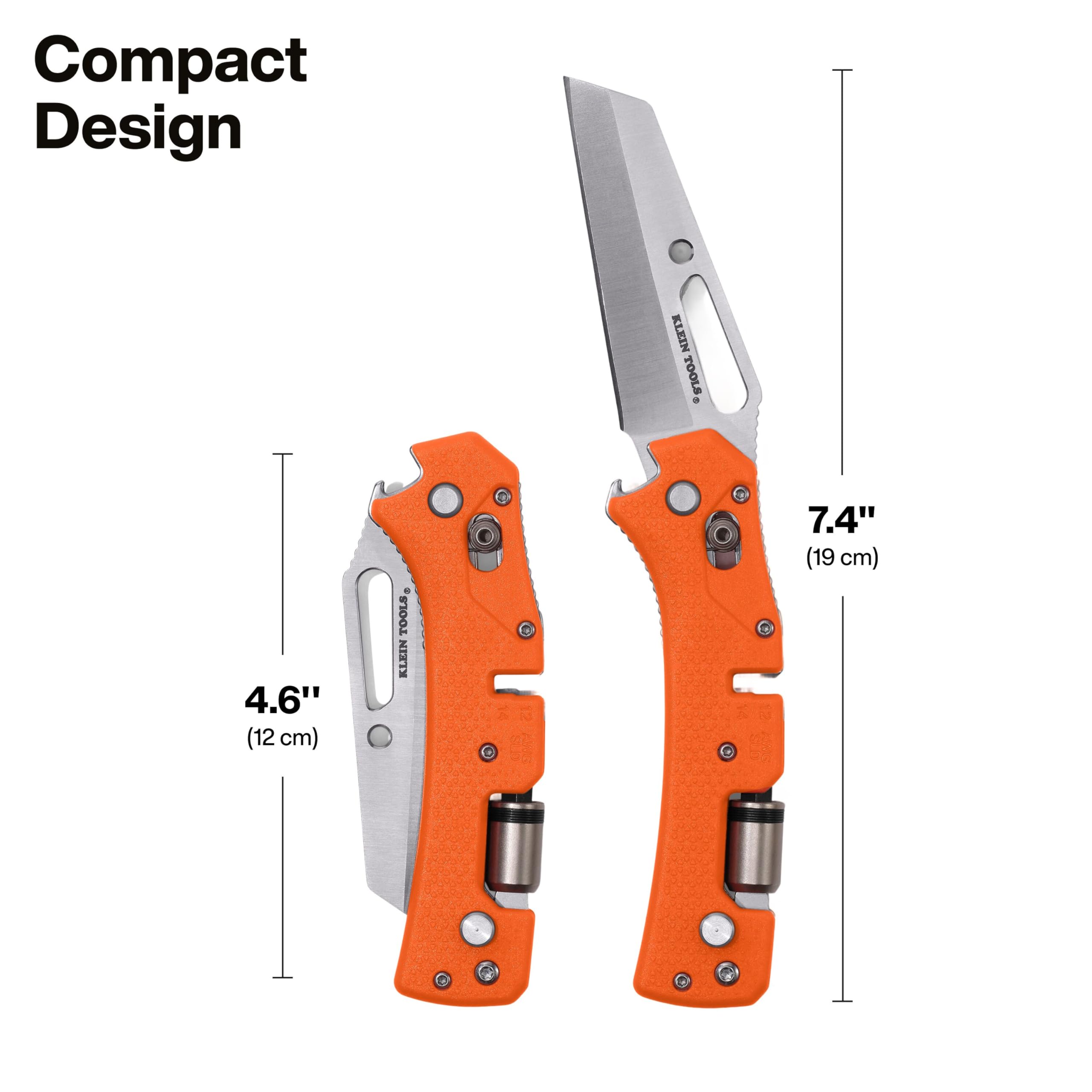 Klein Tools 44056D Electrician's Pocket Knife with Driver, Sheepsfoot Blade, Wire-Stripping Notch, Removable 1/4-Inch Slotted and #2 Phillips Bit, 90 and 180-Degree Driver Locking Positions detail image 8