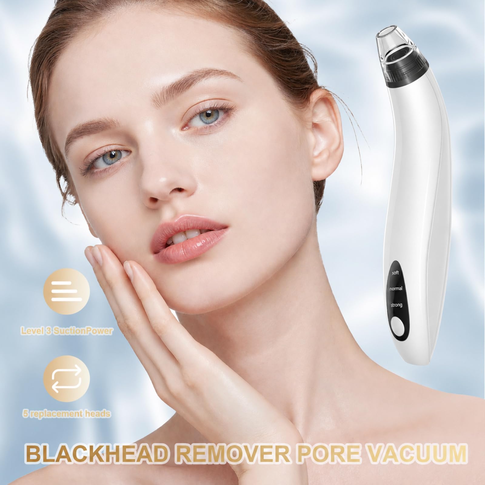 Blackhead Remover Tools,Electric Vacuum Facial Pore Cleaner Tool(White) detail image 2