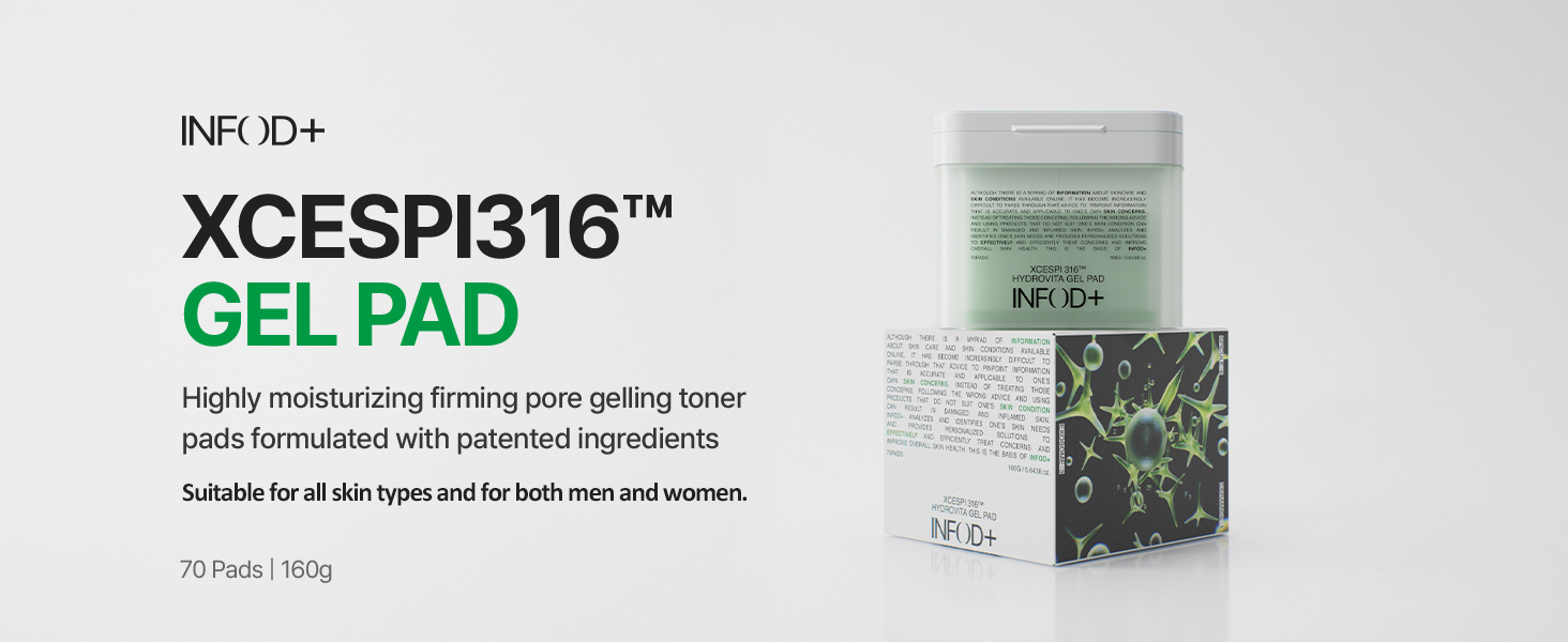 INFODPLUS Vitamin Hydrogel Toner Pads for Face, Pore Minimizing, Dark Spots, Oil Control, Calming, Hydrating with Ceramide and Exosome, Korean Skincare 70 Counts detail image 1