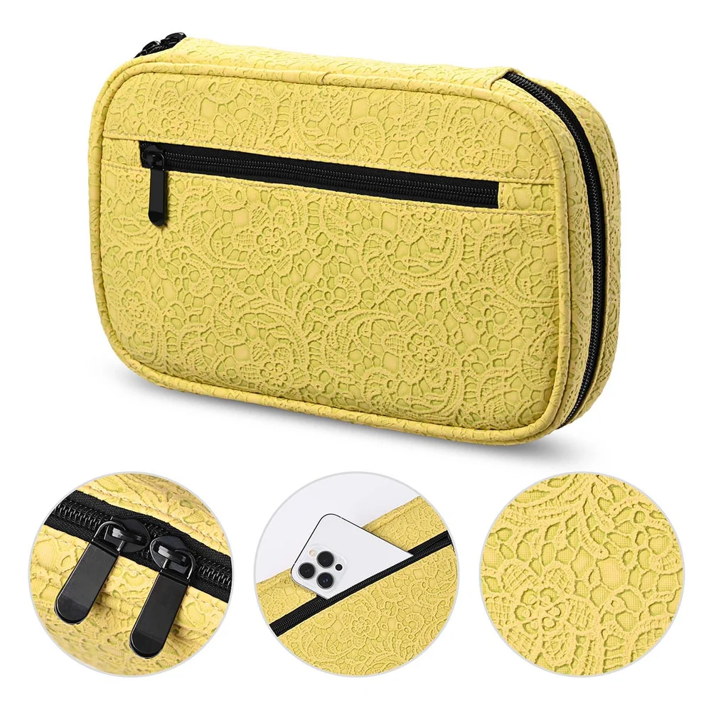 Makeup Brush Belt Pouch Organizer 17 Slots w/ Handle, Rococo Yellow detail image 5