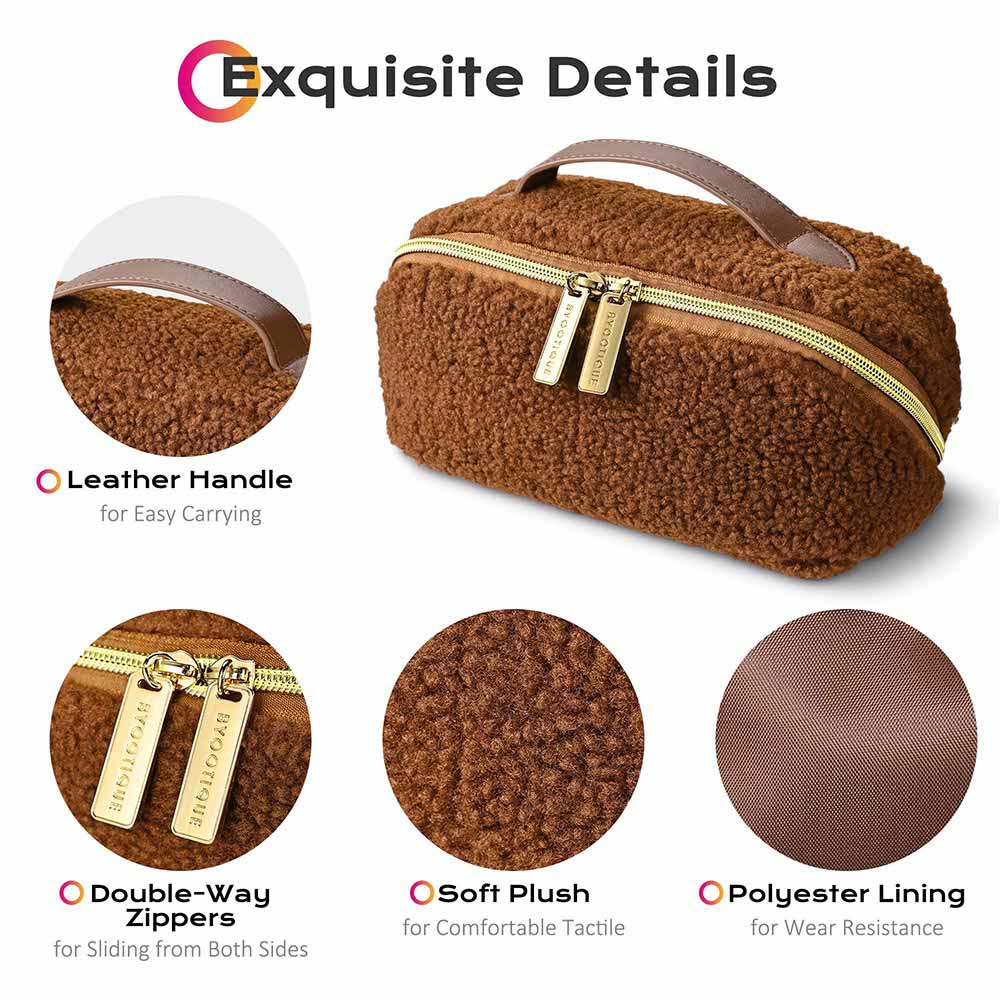 Travel Makeup Bag with Compartments Zipper, Pink detail image 4
