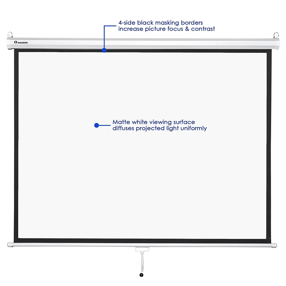4:3 Retractable Manual Projection Screen 72" Ceiling Wall detail image 3