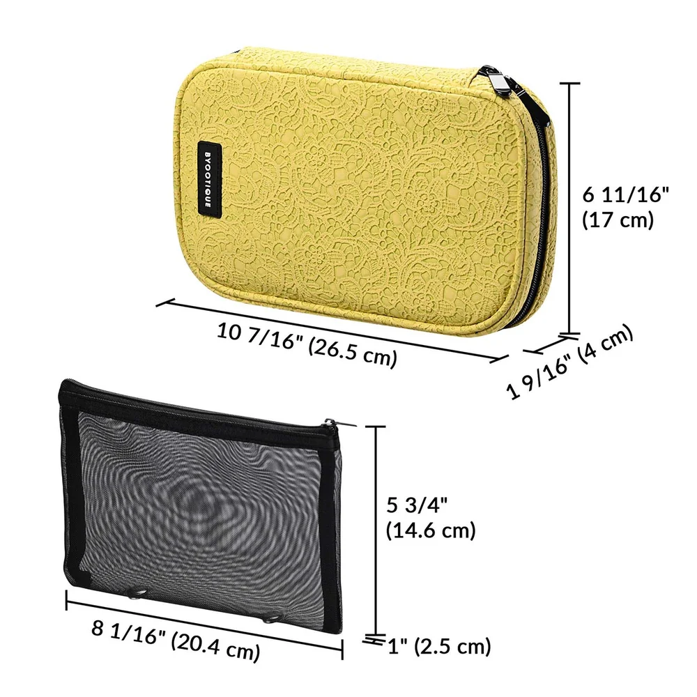 Makeup Brush Belt Pouch Organizer 17 Slots w/ Handle, Rococo Yellow detail image 12