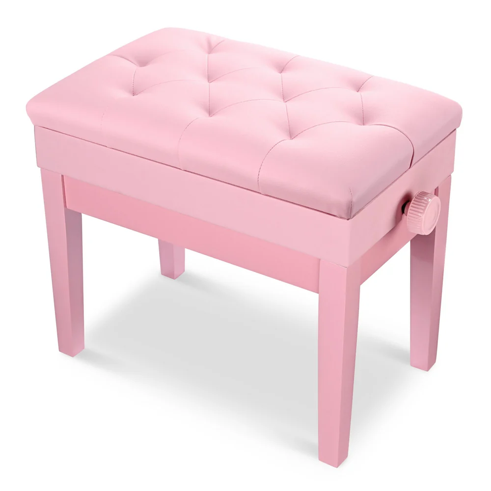 Banqueta de piano con altura ajustable, asiento de cuero sintético con almacenamiento, negro detail image 11