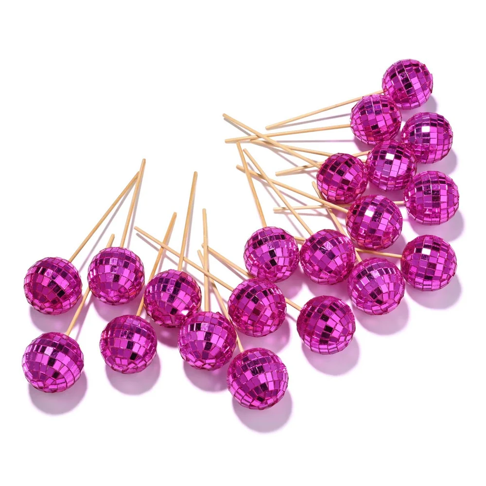20x Small Mirror Disco Balls Party Decoration, Red detail image 6