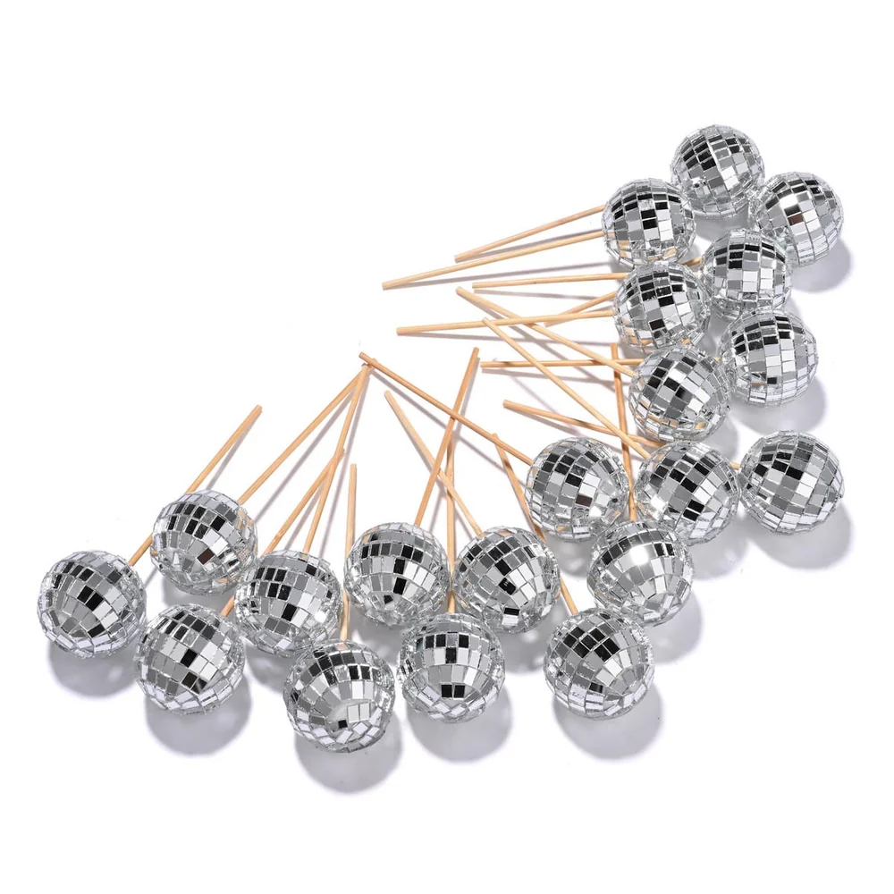 20x Small Mirror Disco Balls Party Decoration, Red detail image 2
