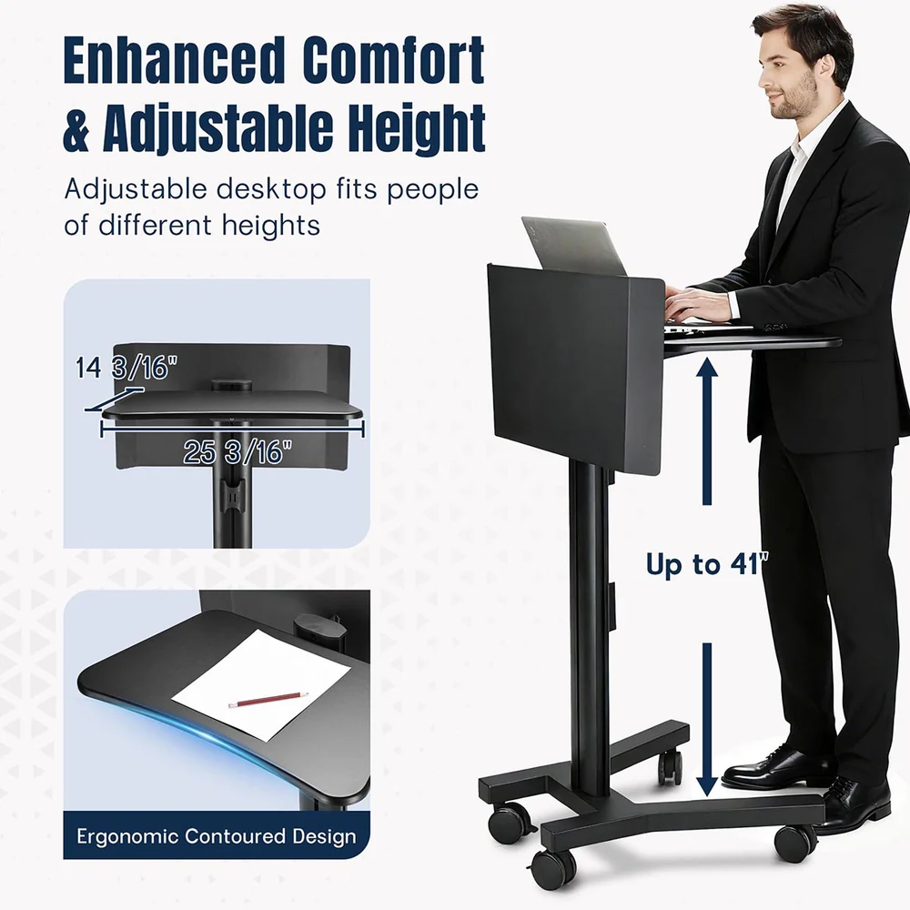 Mobile Laptop Podium/Presenter Stand with Swivel Casters detail image 2