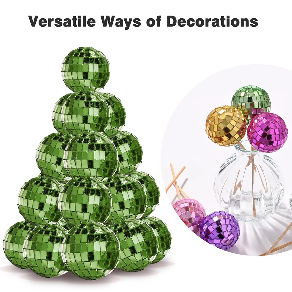 20x Small Mirror Disco Balls Party Decoration, Red detail image 11