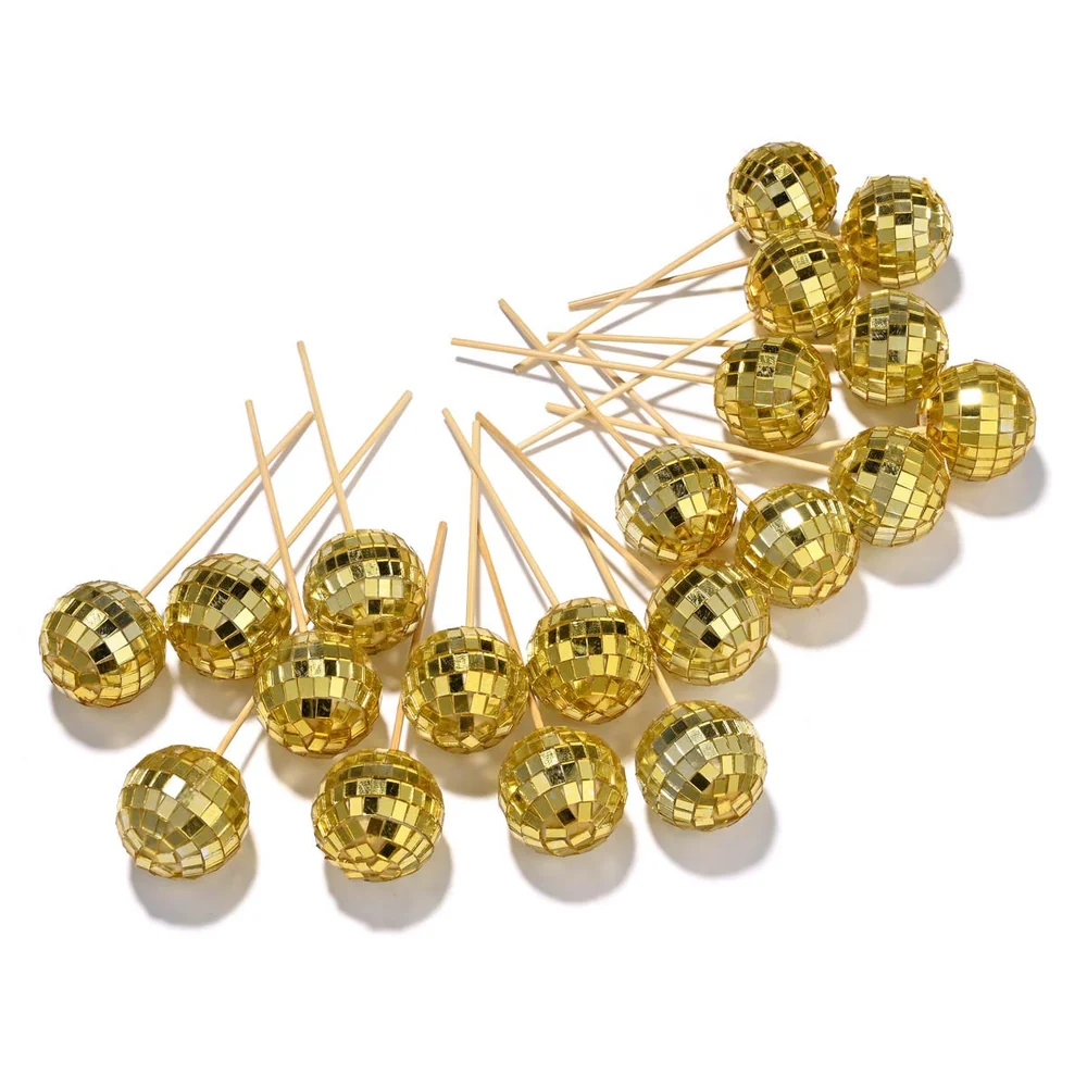 20x Small Mirror Disco Balls Party Decoration, Red detail image 4