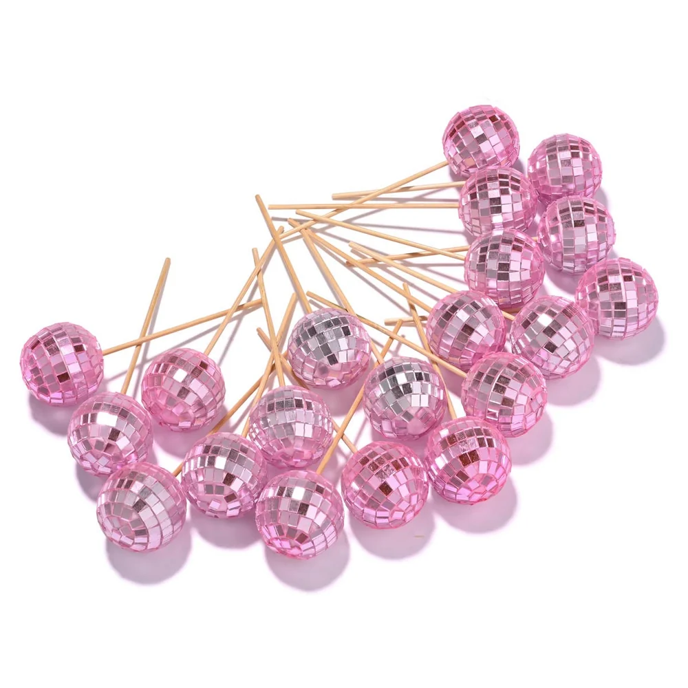 20x Small Mirror Disco Balls Party Decoration, Red detail image 3